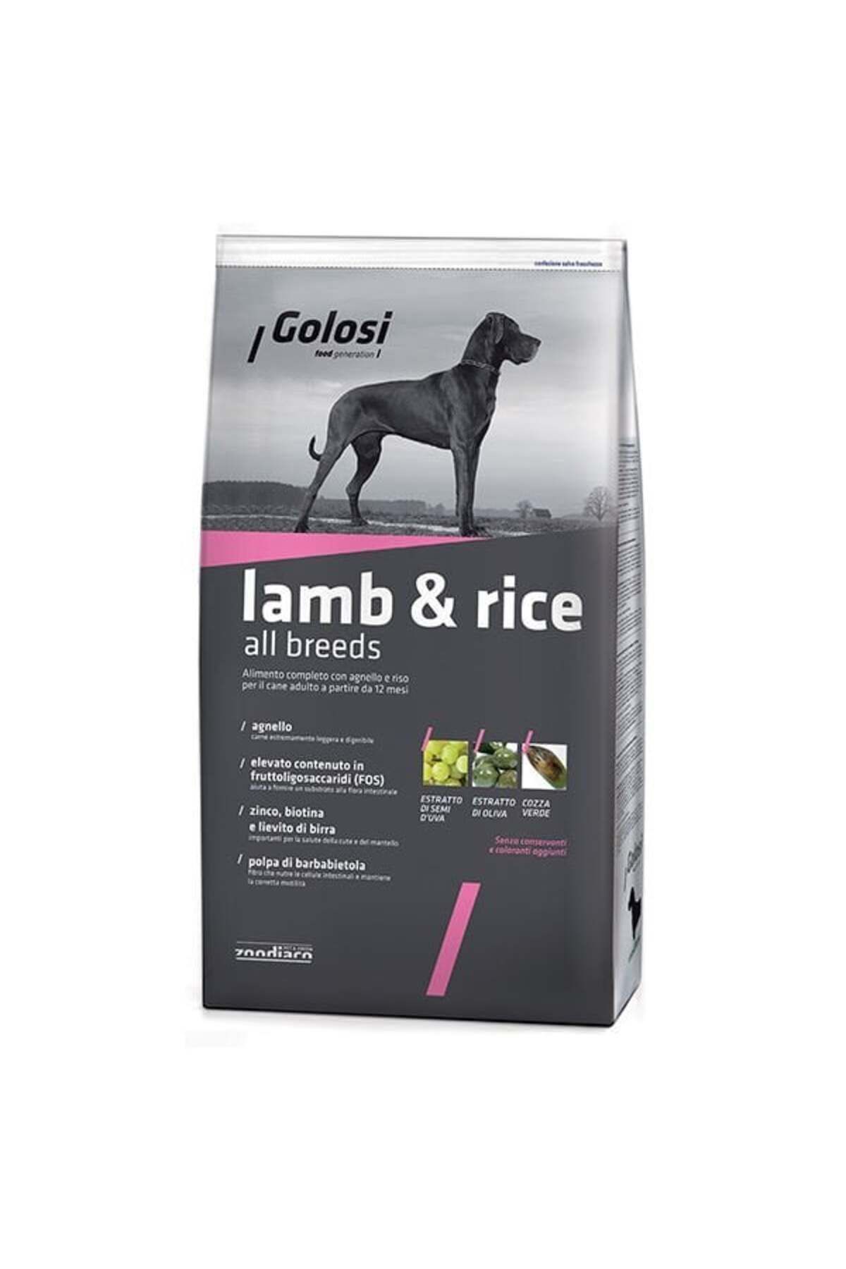 Golosi Lamb & Rice Kuzu Etli Köpek Maması 12 Kg