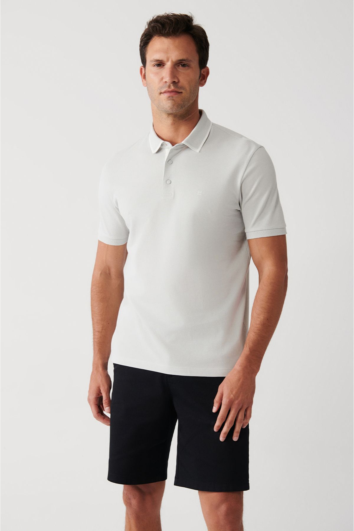 Avva Erkek Gri %100 Pamuk Regular Fit Çıtçıtlı Polo Yaka T-shirt A31y1175