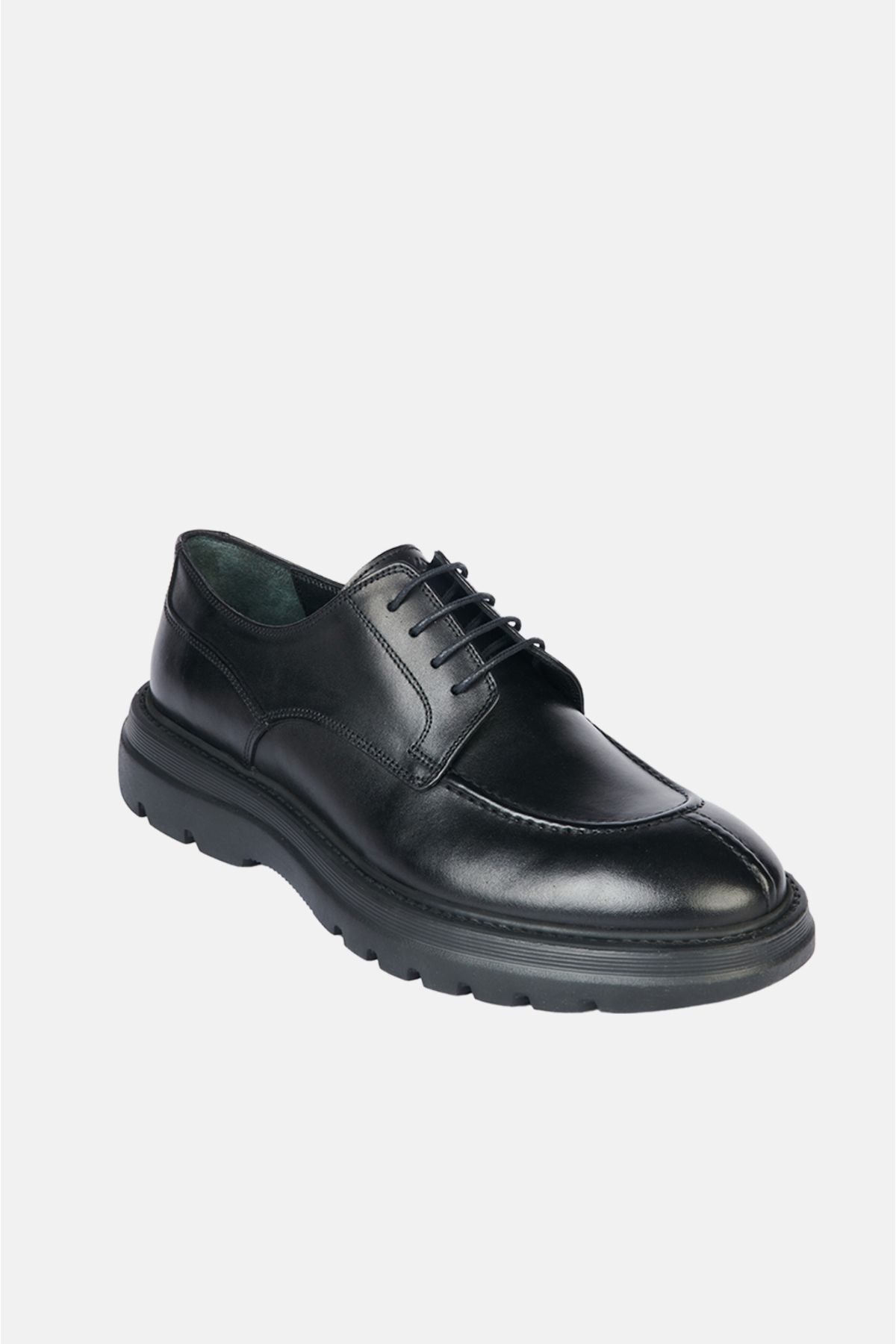 Avva Erkek Siyah %100 Deri Burnu Dikişli Bağcıklı Klasik Ayakkabı A32y8014