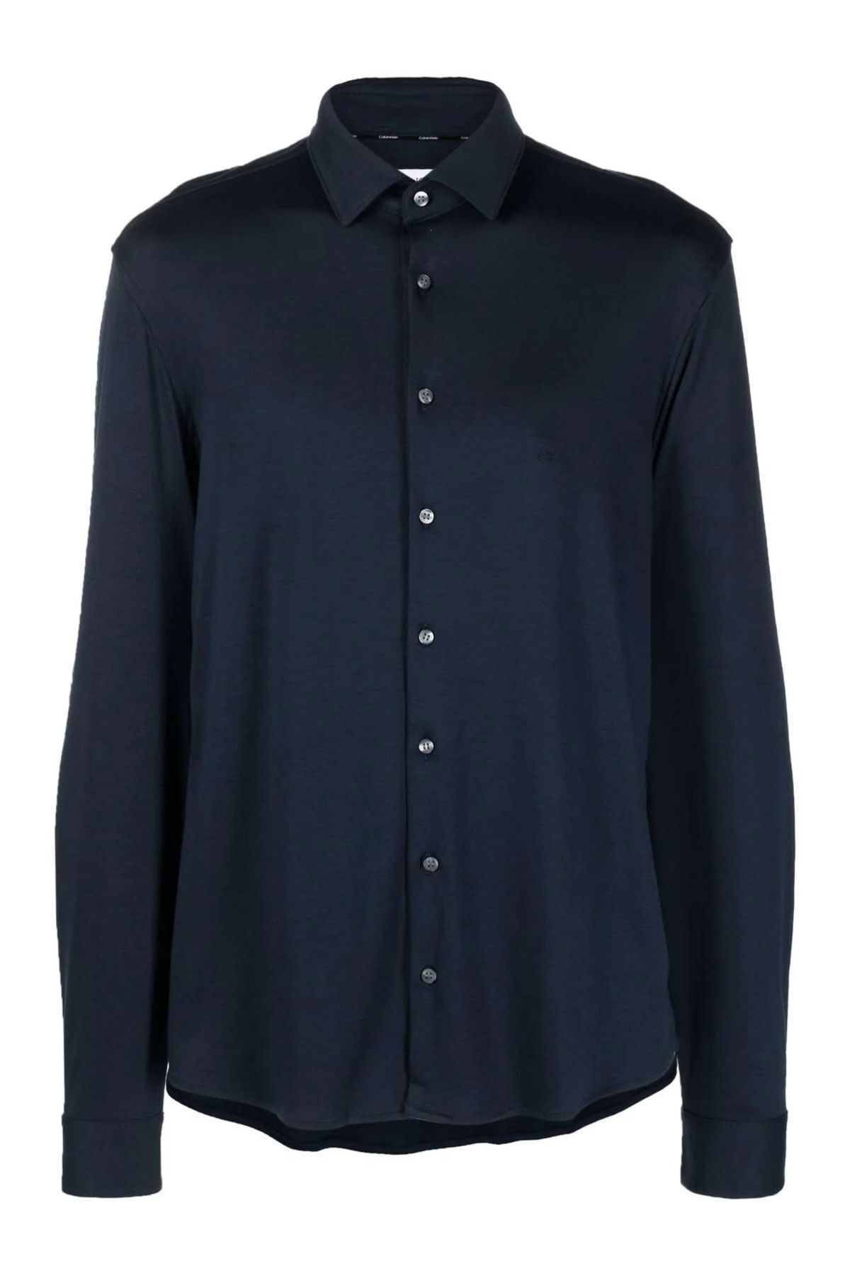 Calvin Klein Erkek %100 Pamuklu İnce Düğmeli Mavi Gömlek K10k108120-0g2
