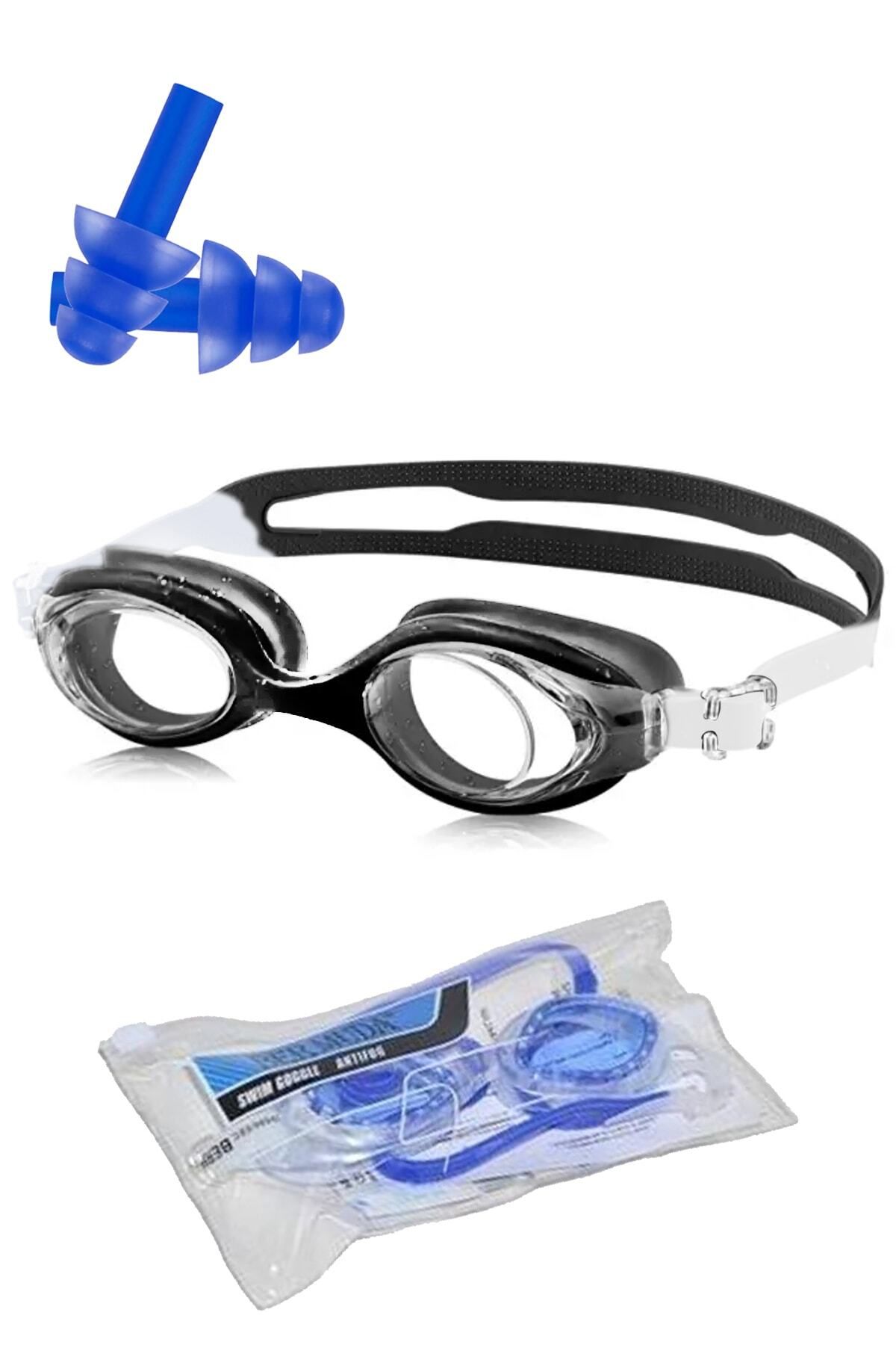Genel Markalar Yüzücü Gözlüğü + Kulak Tıkacı Havuz Gözlüğü Buğ Yapmaz Uv Korumalı Cam Ce Belgeli Çantalı