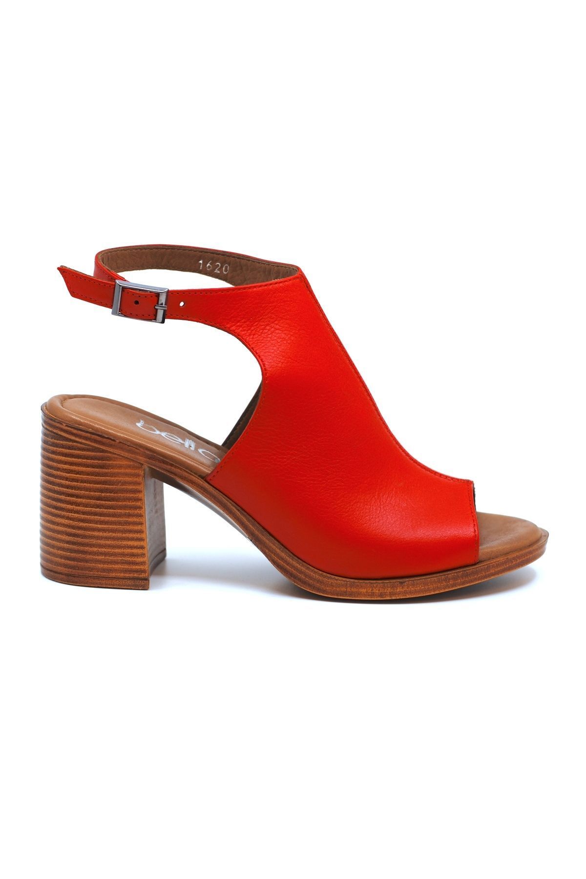 Bella Sole hakiki deri el yapımı kalın topuklu tokalı renkli sandalet 2024 yaz modeli