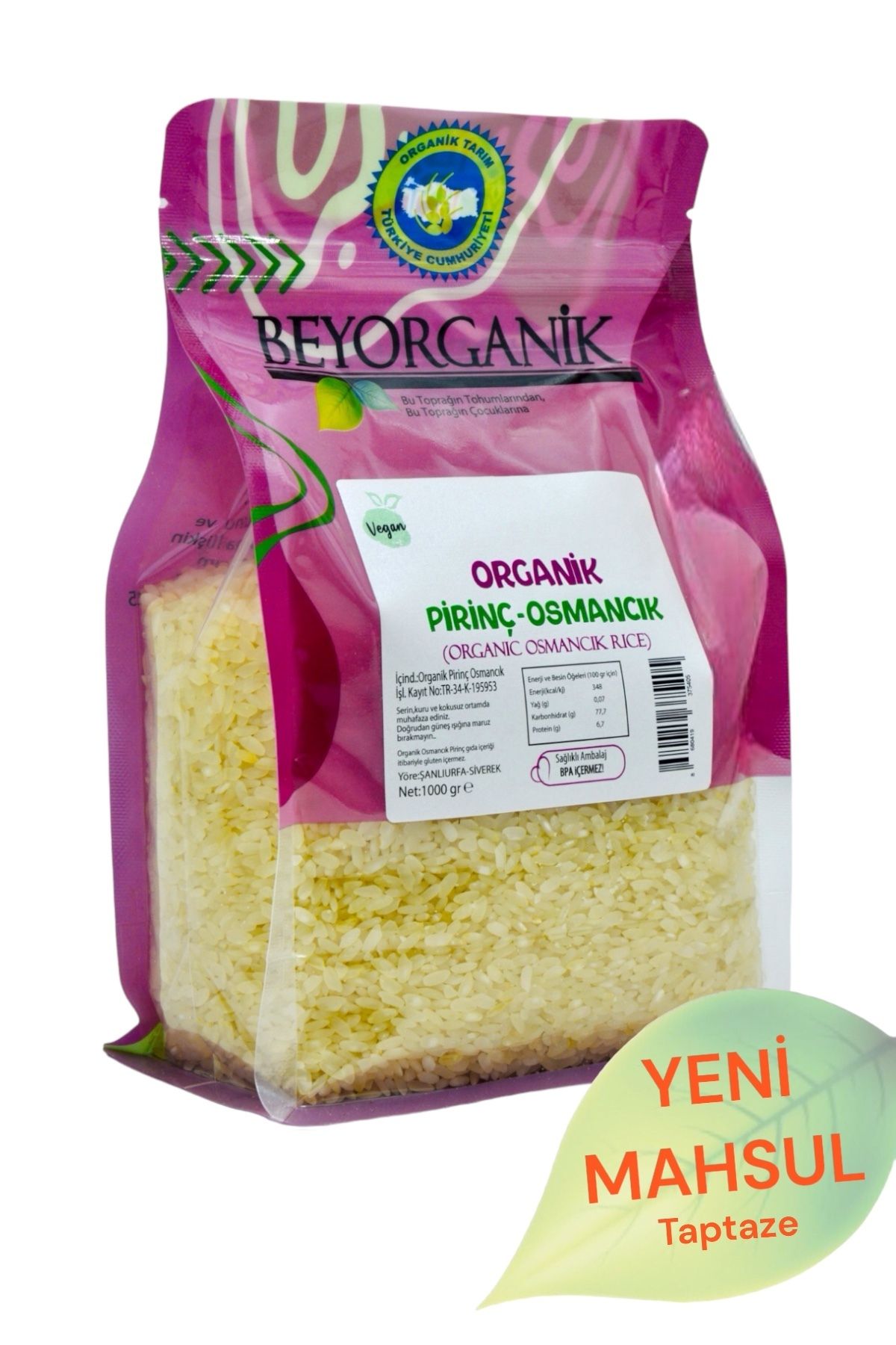 BEYORGANİK Organik Pirinç Osmancık 1kg