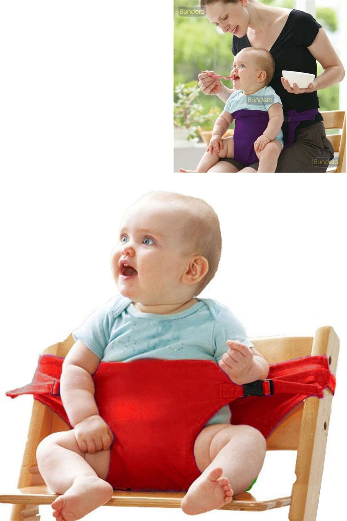 Bundera Bebek Mama Sandalyesi Kırmızı Emniyet Kemeri