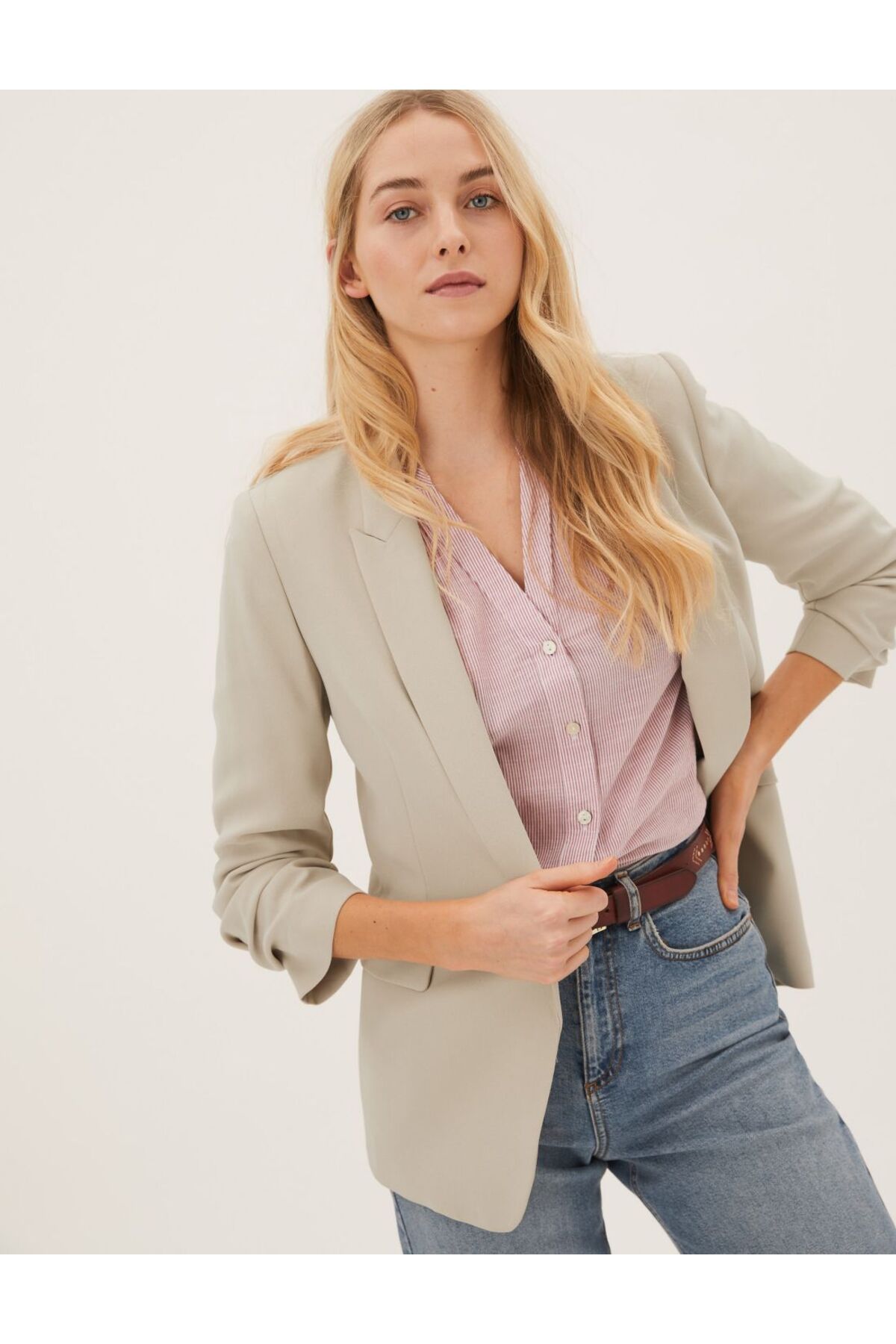 Marks & Spencer Relaxed Fit Büzgü Detaylı Blazer Ceket