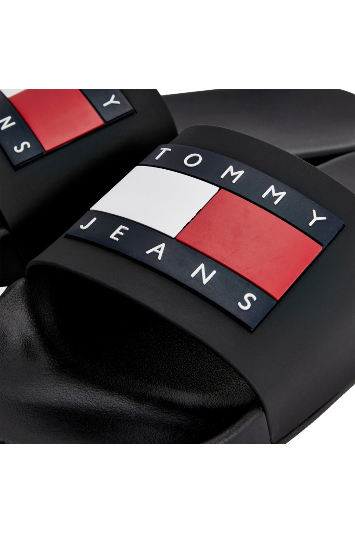 Tommy Hilfiger Erkek Marka Logolu Eva Dış Tabanlı Eva Kontorlu Tabanlık Termoplastik Kauçuk Karışımlı Saya Siyah T
