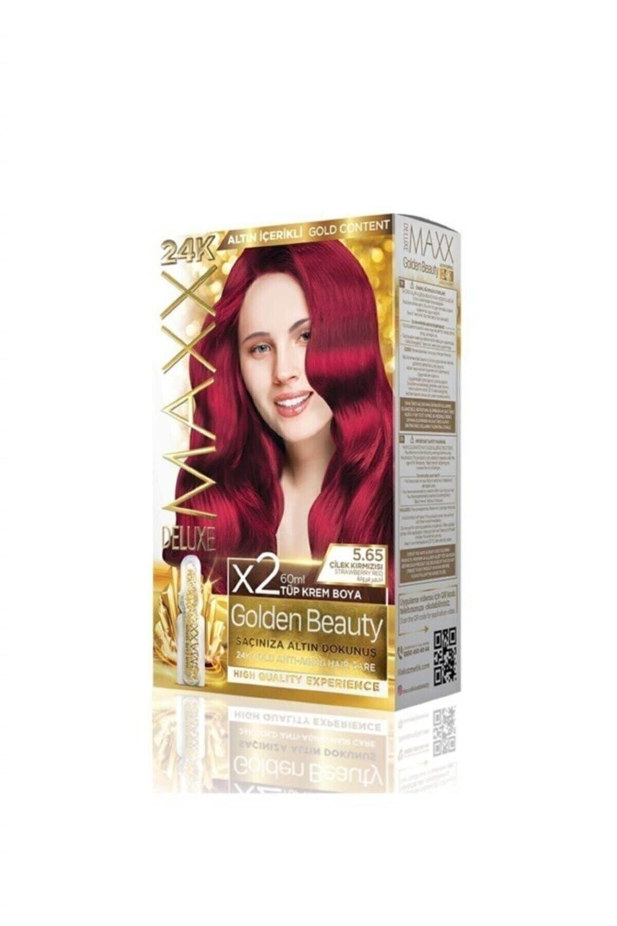 MAXX DELUXE Golden 5.65 Çilek Kırmızısı 24k Altın Içerikli Saç Boyası