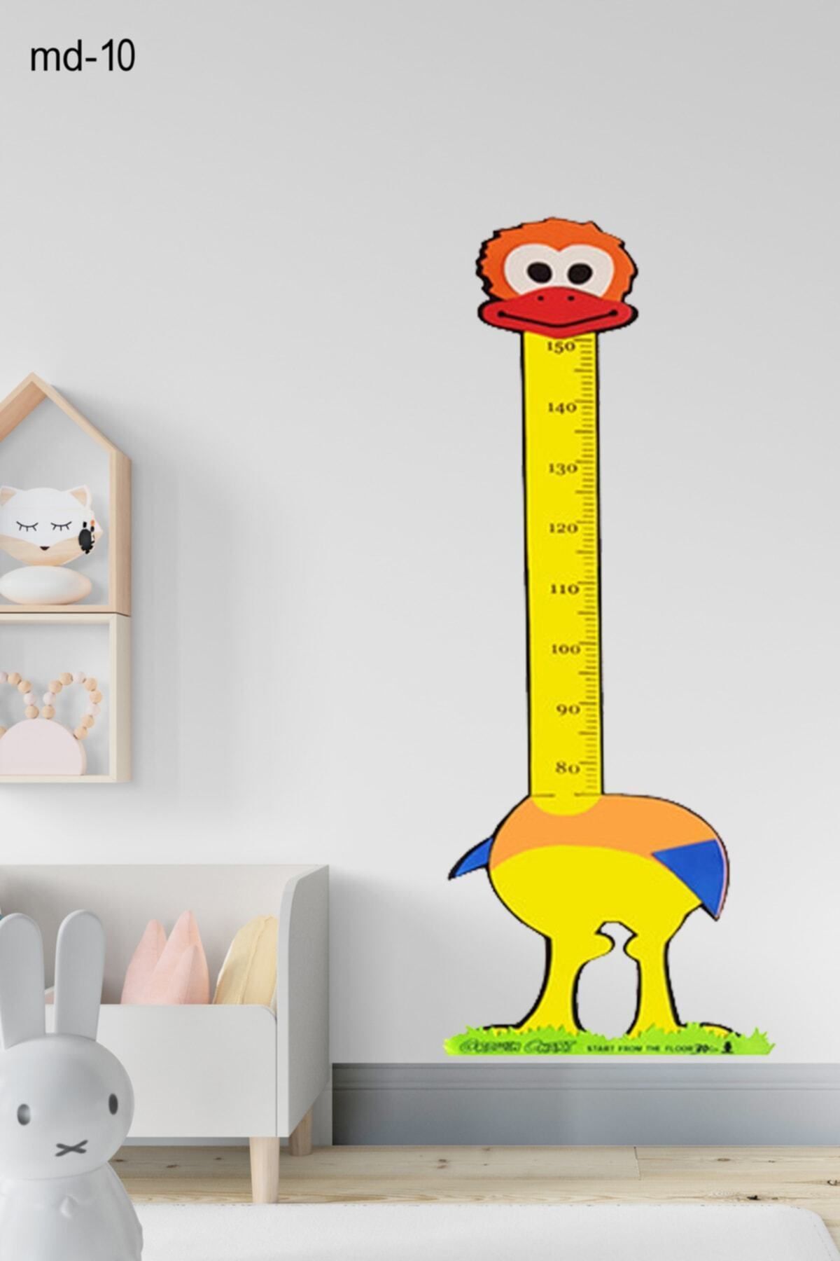 Bundera Boy Ölçer Sticker Zürafa Aslan Kuş Ayıcık Büyüme Tablosu Cetveli