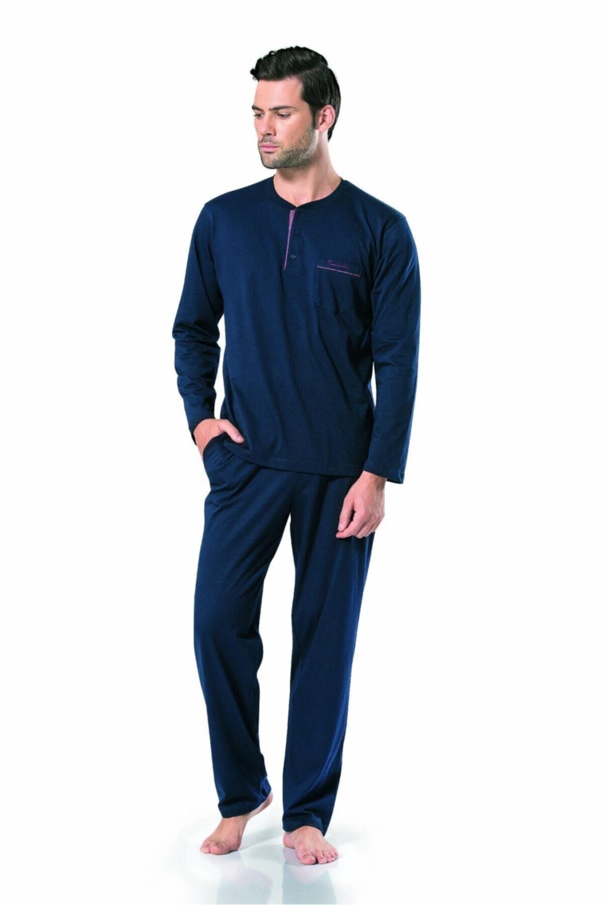 Pierre Cardin Erkek Uzunkollu Lacivert Penye Pijama Takımı 5454