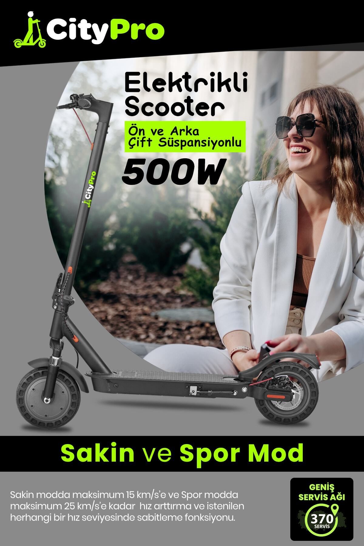 GoldMaster CityPro CP-915 500W Ön Arka Süspansiyon 10” Patlamaz Tekerlekli Elektrikli Scooter