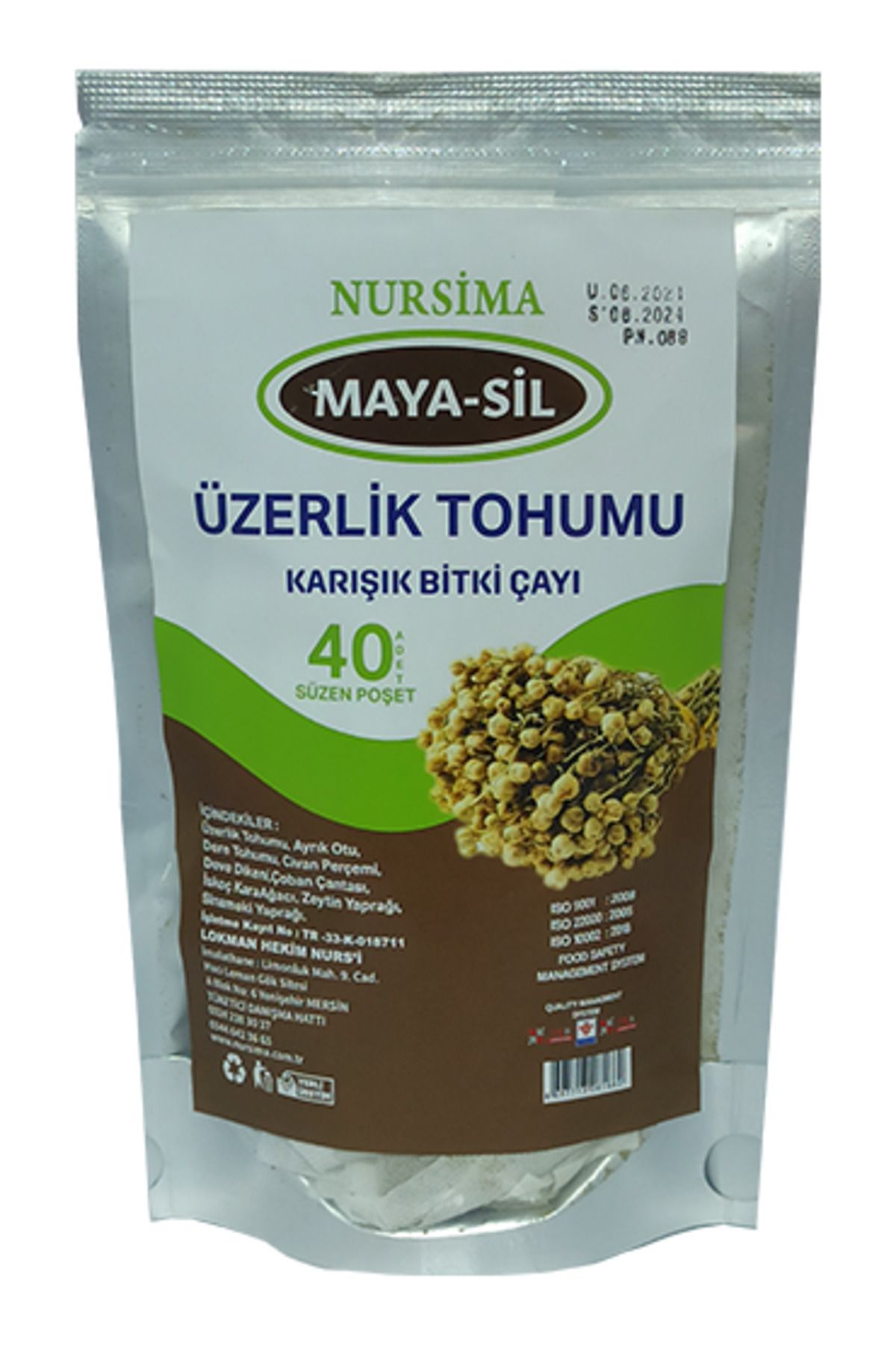 Nursima Maya sil Üzerlik Tohumu Bitki Çayı 40 'lı Süzen Poşet