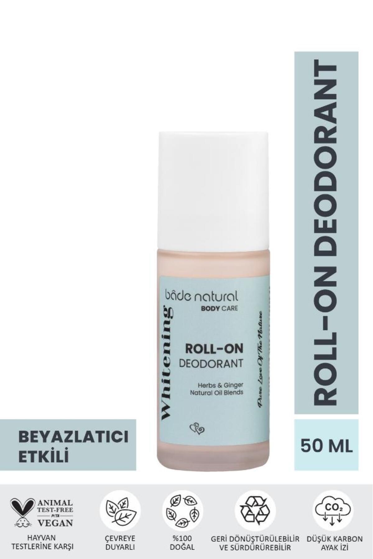 Bade Natural Doğal Roll On Beyazlatıcı Ter Kokusu Önleyici Koltuk Altı Deodorant %100 Doğal ve Vegan 50 ml