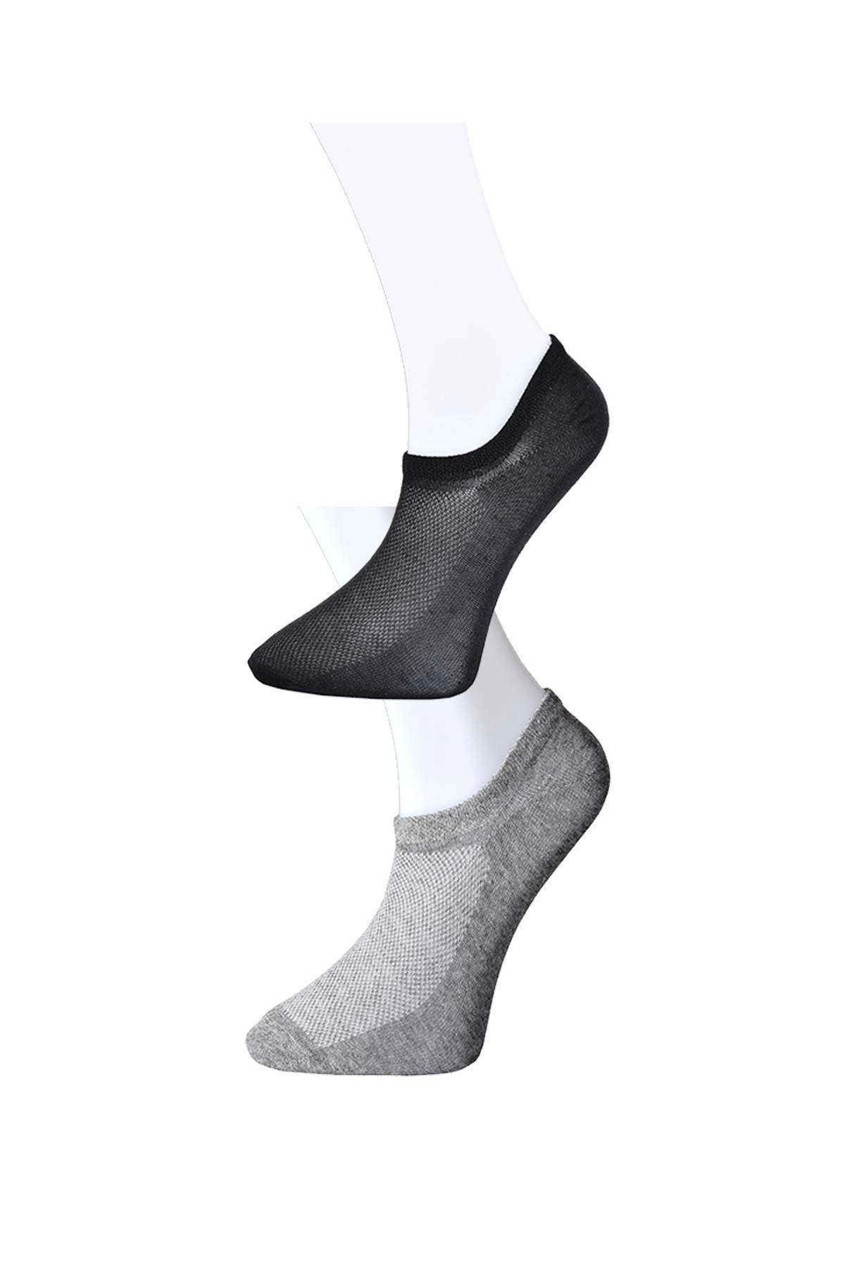 Royaleks Siyah Ve Gri Erkek Görünmez Çorap 15 Çift