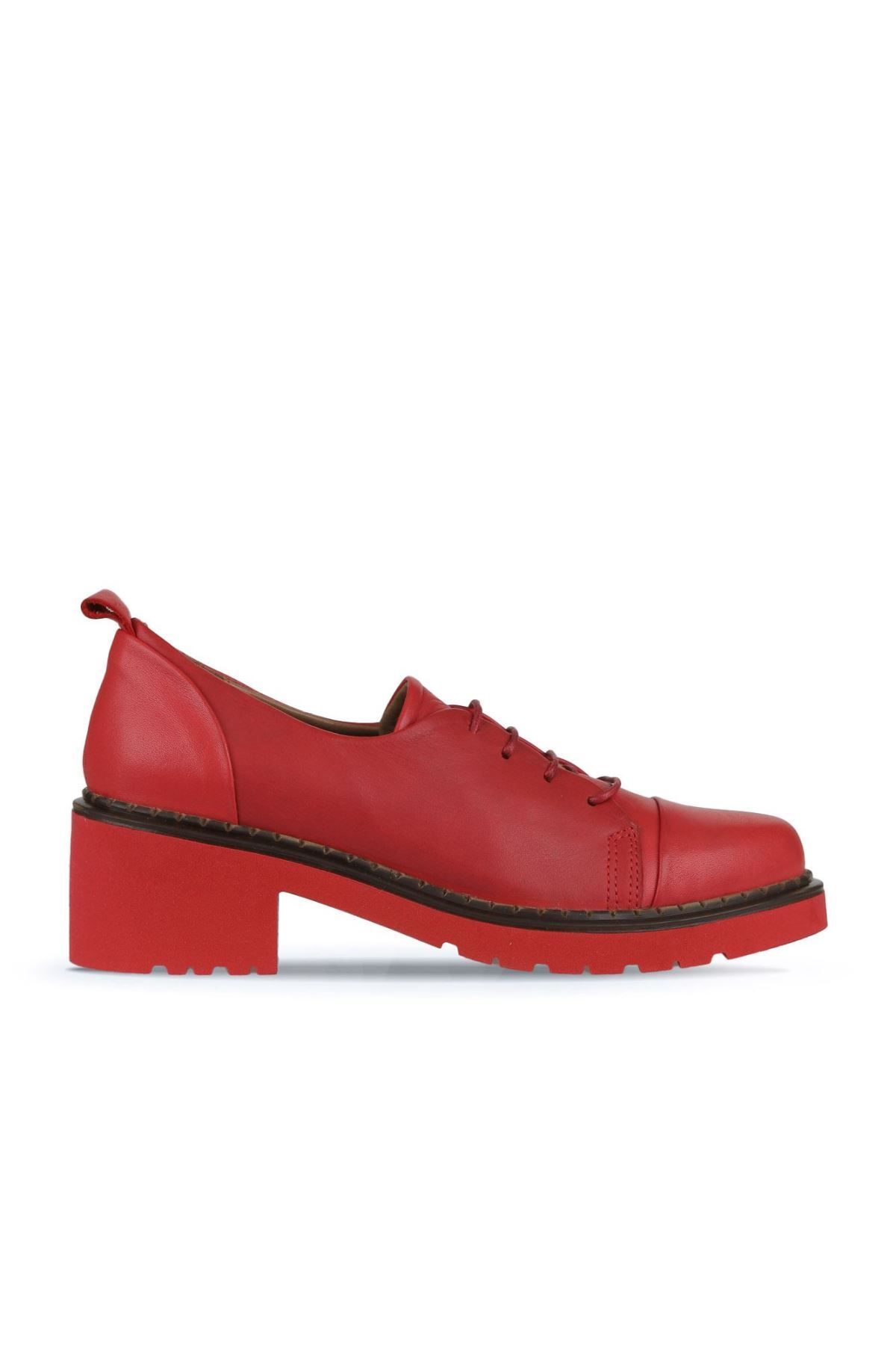 Bueno Shoes Kırmızı Deri Kadın Topuklu Ayakkabı