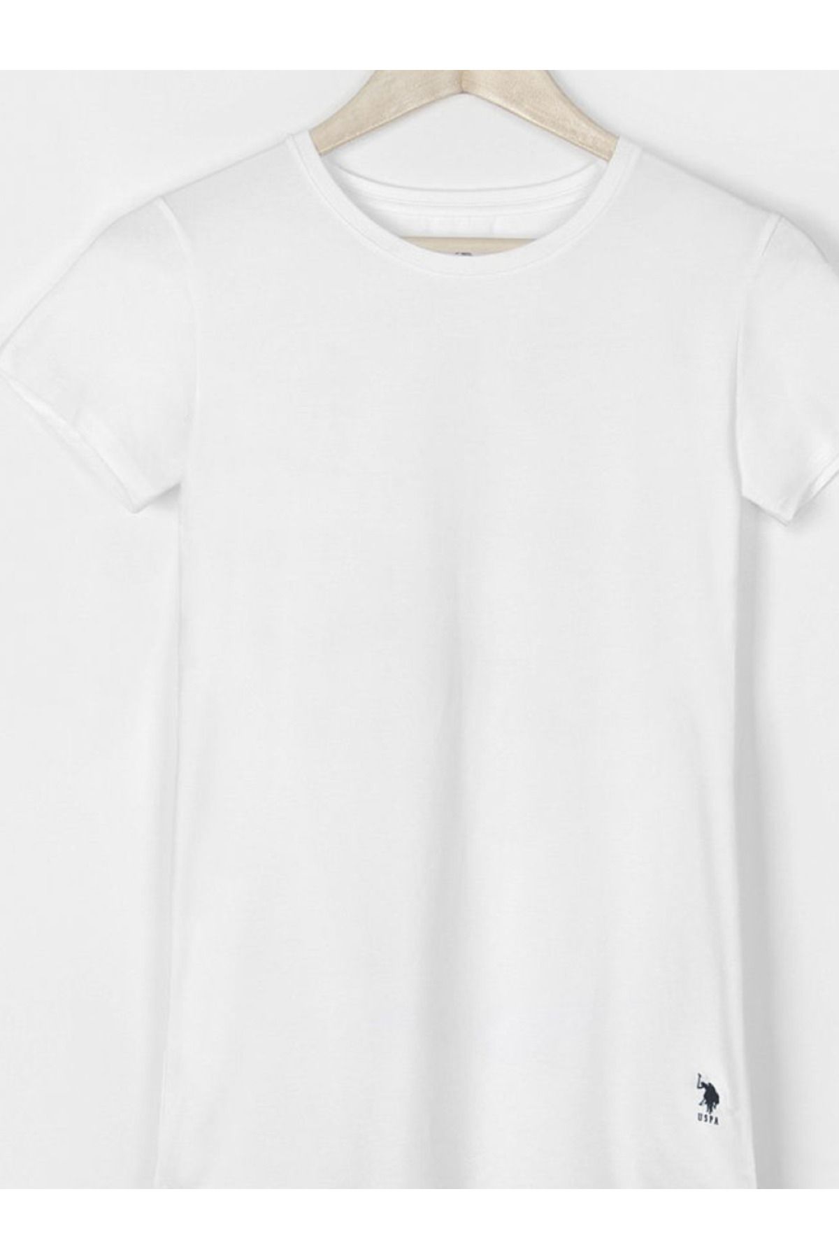 U.S. Polo Assn. Kadın Pamuklu İnce Beyaz Yuvarlak Yaka T-shirt