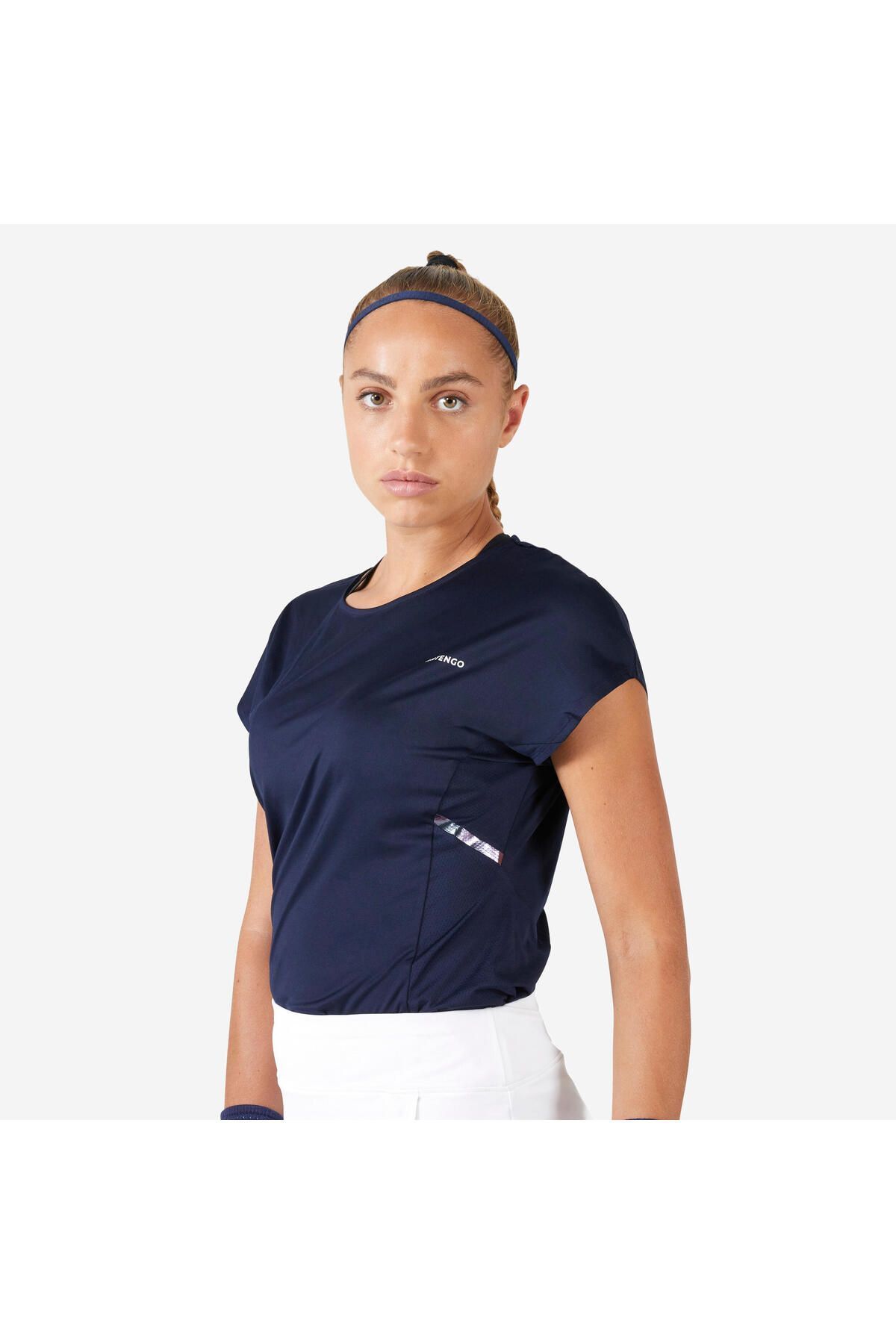 Decathlon Kadın Tenis Tişörtü - Mavi/siyah - Dry Soft 500