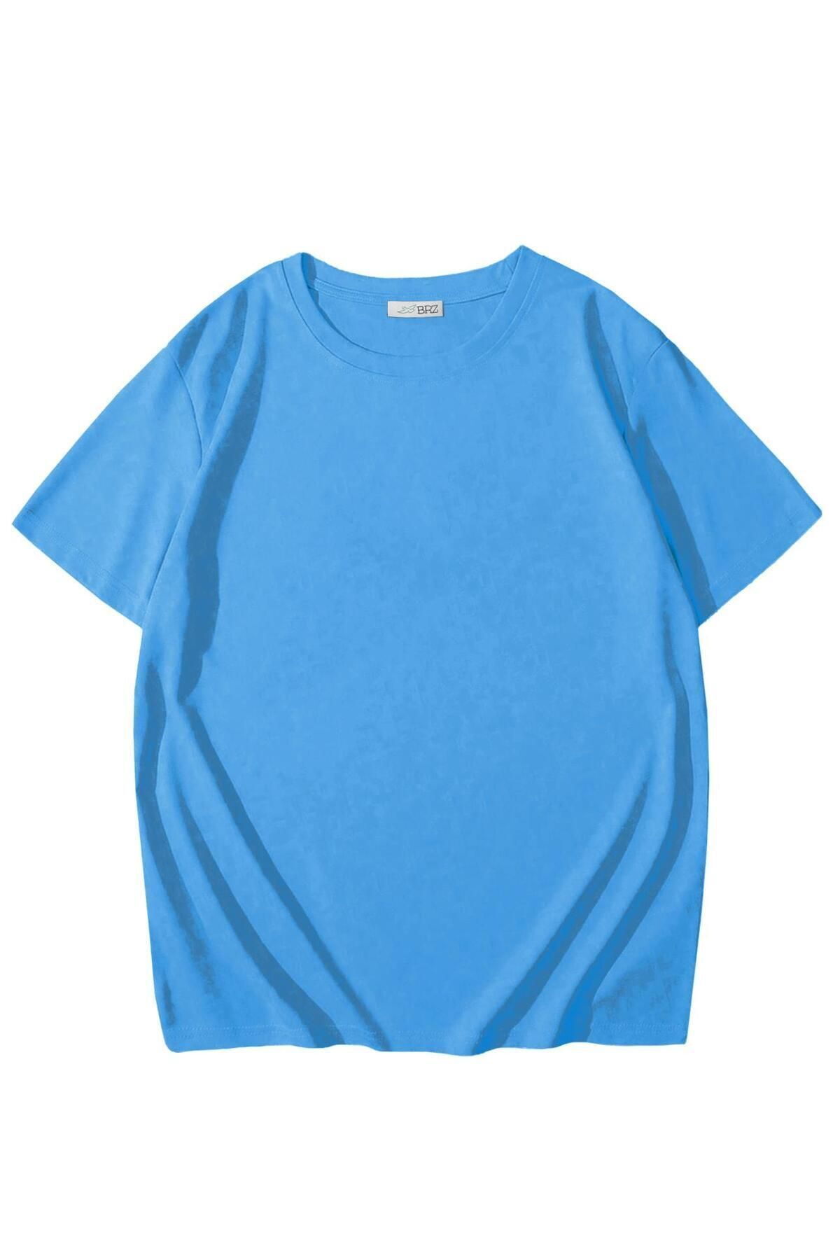 BRZ KIDS Kids Unisex Çocuk Basic T-shirt Açık Mavi