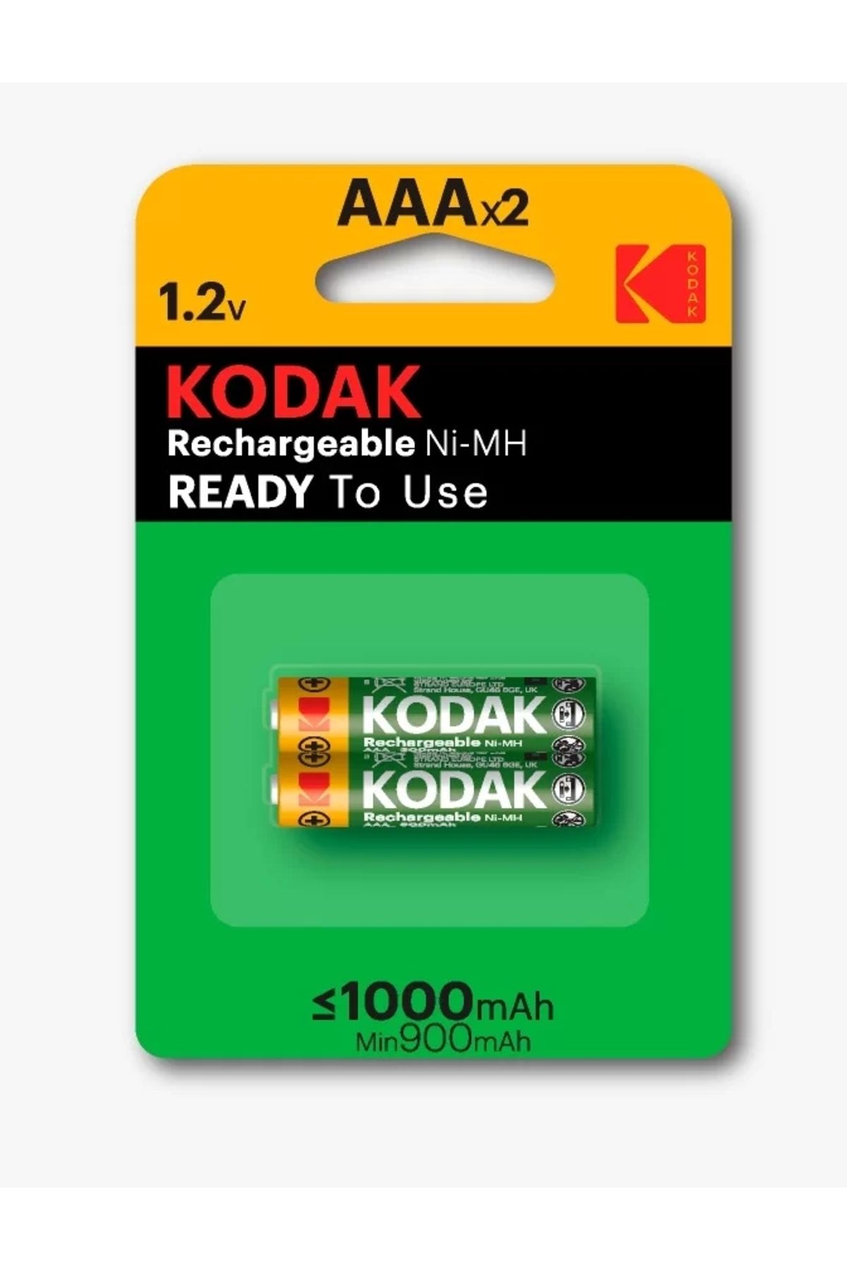 Kodak 1000 Mah Şarjlı 2'li Ince Pil