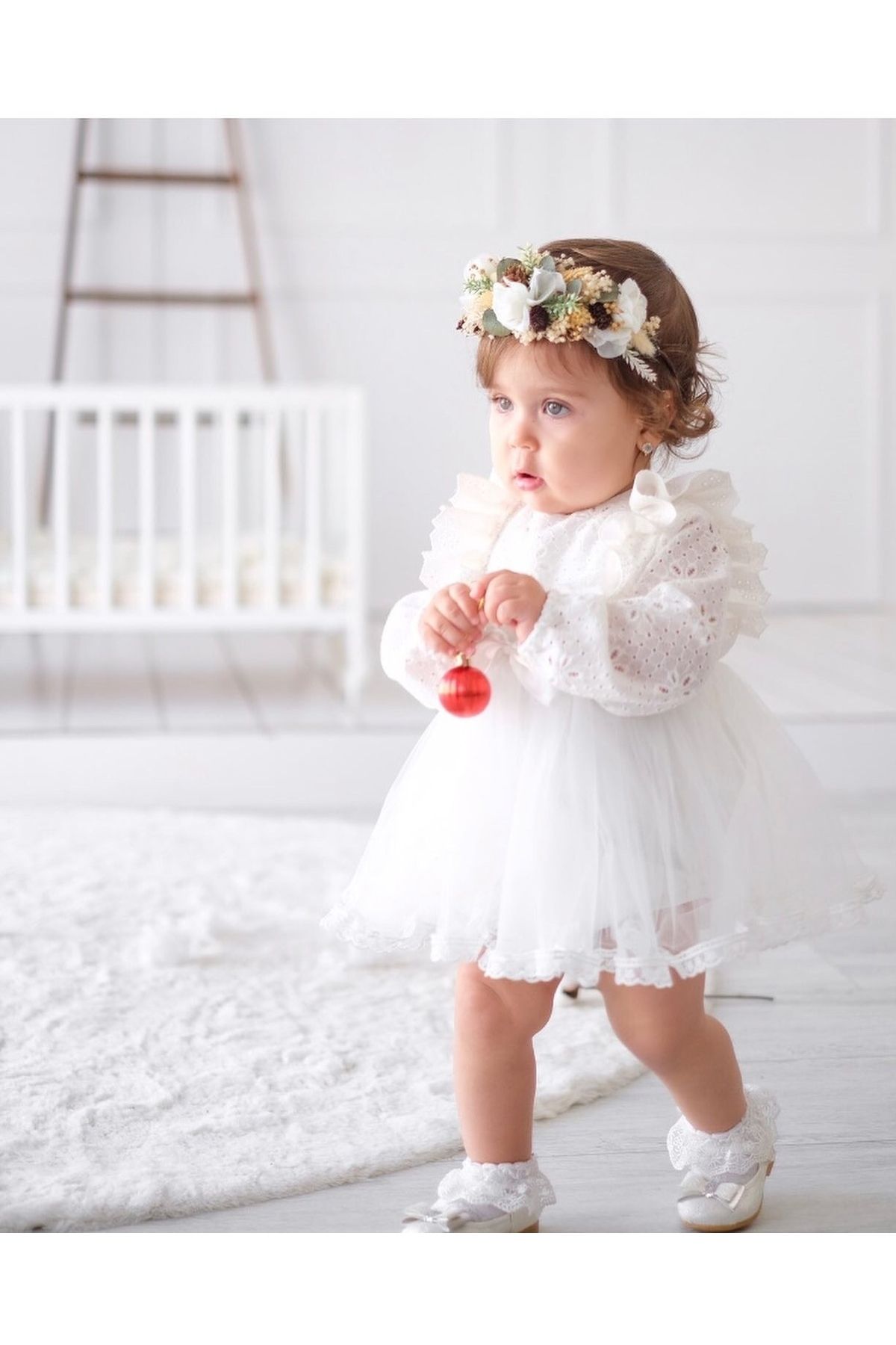 Retro Women Kız Bebek Güpür Tül Gelinlik Özel Gün Doğum Günü Kına Prenses Elbise
