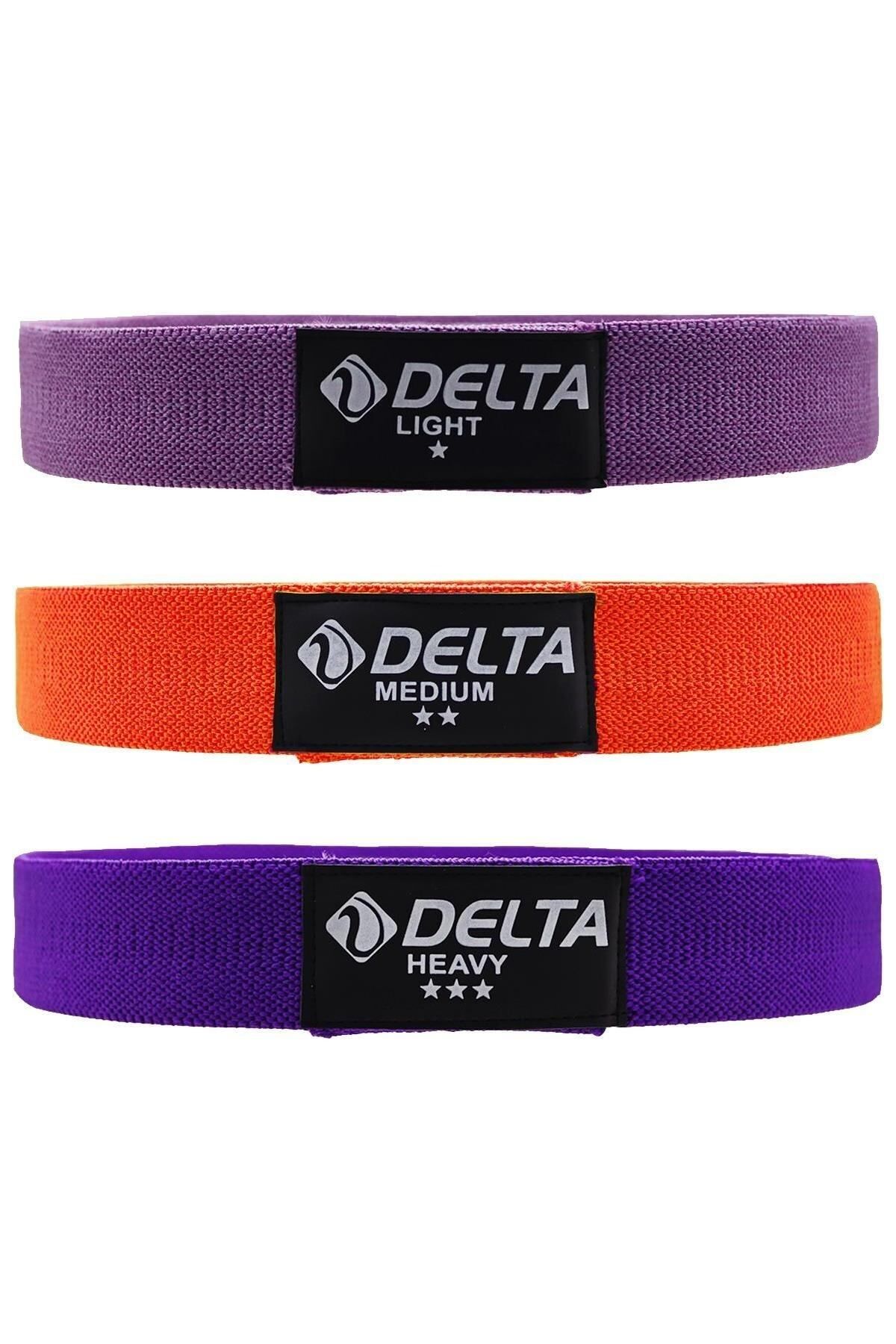 Delta 3 Adet Squat Bant Pilates Fitness Kalça Egzersizi Direnç Bandı Lastiği Seti (Uç Kısmı Kapalı)