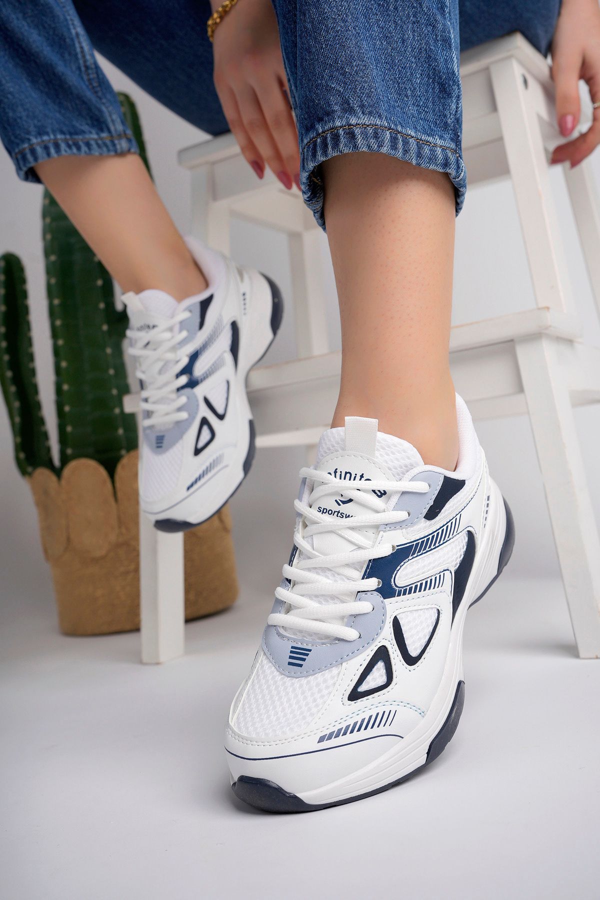 pasyone Lacivert Kadın Sneaker Fileli Günlük Ayakkabı