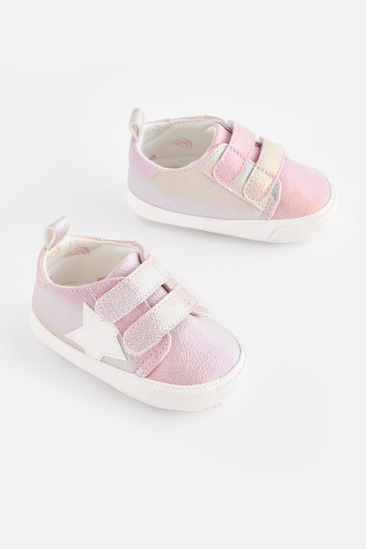 Next Baby Pembe Yıldız Desenli Simli Yumuşak Taban Bantlı Bebek Spor Ayakkabı