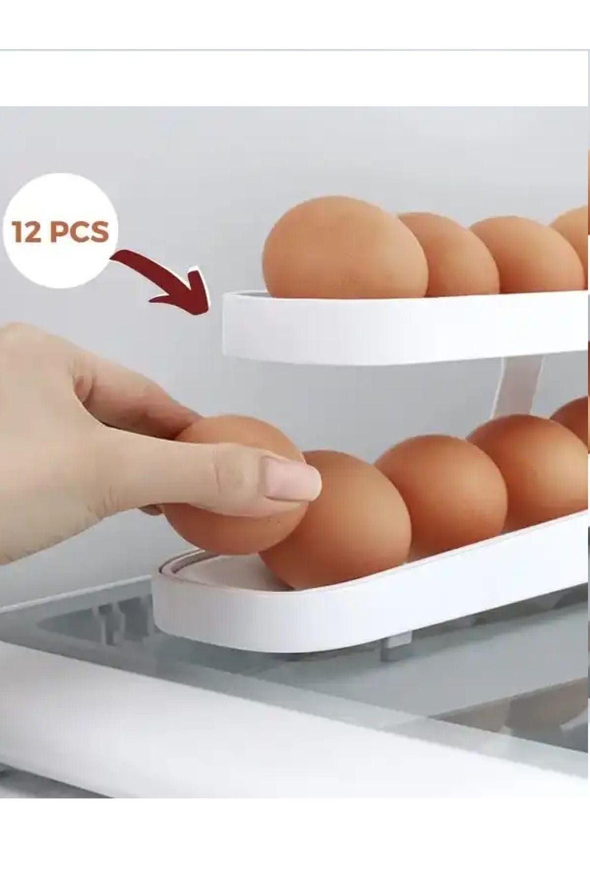 Keyfi Sepet 2 Katlı Otomatik Buzdolabı Yumurta Standı Yumurtalık Rafı Saklama Kabı Buzdolabı Organizeri