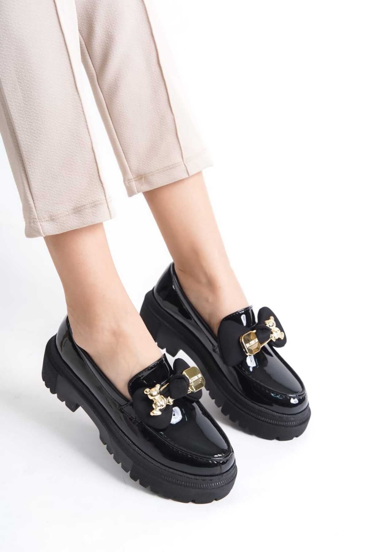 Bilalim Shoes Ayıcık Tokalı Kadin Günlük Loafer Ayakkabı Şik Ve Rahat