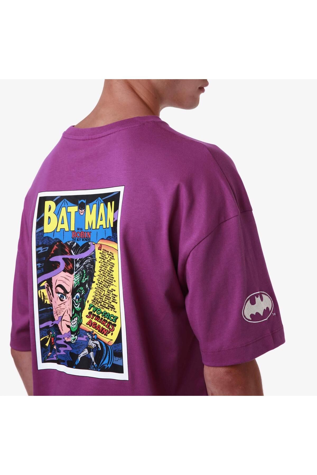 Kappa Authentic Zaki Warner Bros - Batman Erkek Lila Comfort Fit Tişört