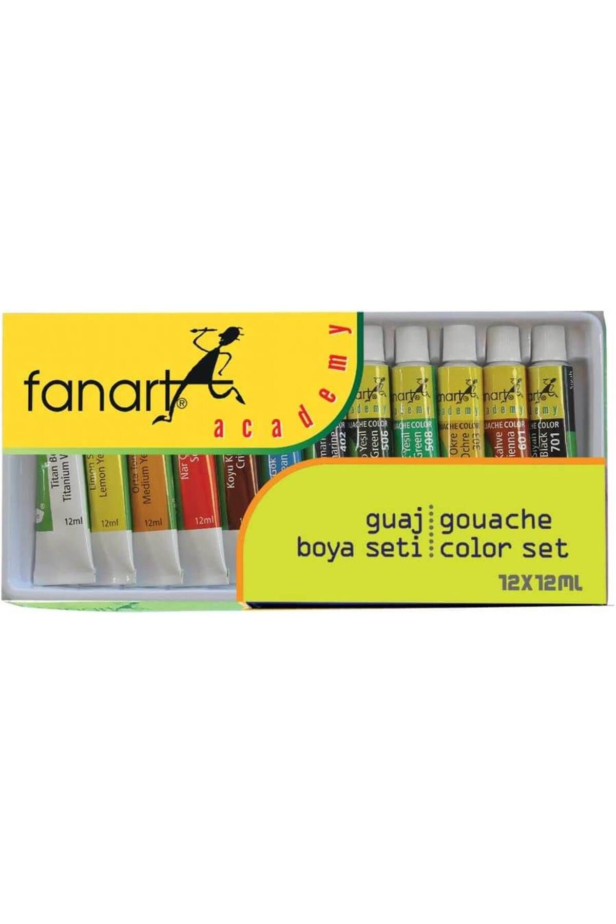Fanart Academy 12x12ml Guaj Boya Set / 3500.s12