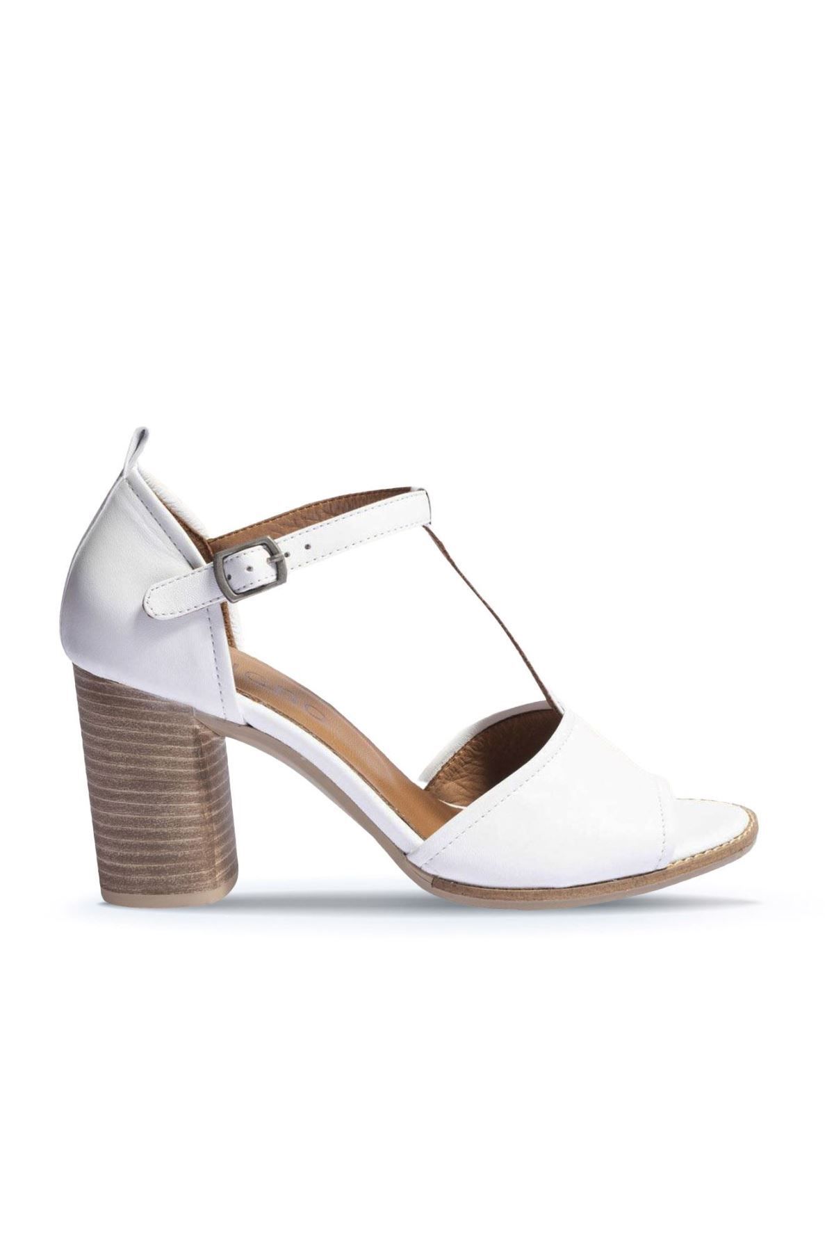 BUENO Shoes Beyaz Deri Kadın Topuklu Ayakkabı