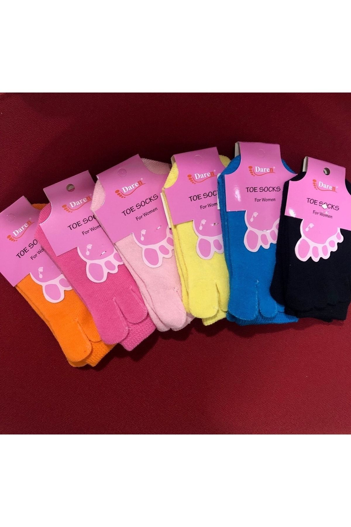 Daren Parmaklı Çorap Renkli 37-44 Numara Yeni Renkler 6 Adet Mantar Önleyici