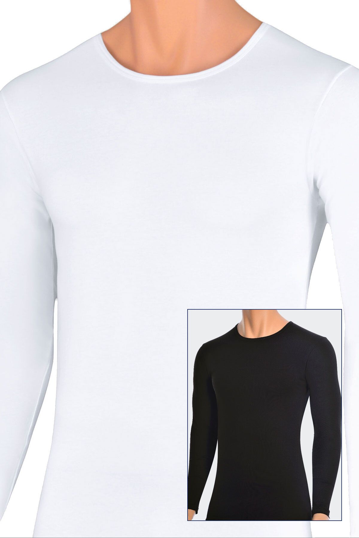Öts Erkek Renkli 2'li Likralı Uzunkol T-shirt