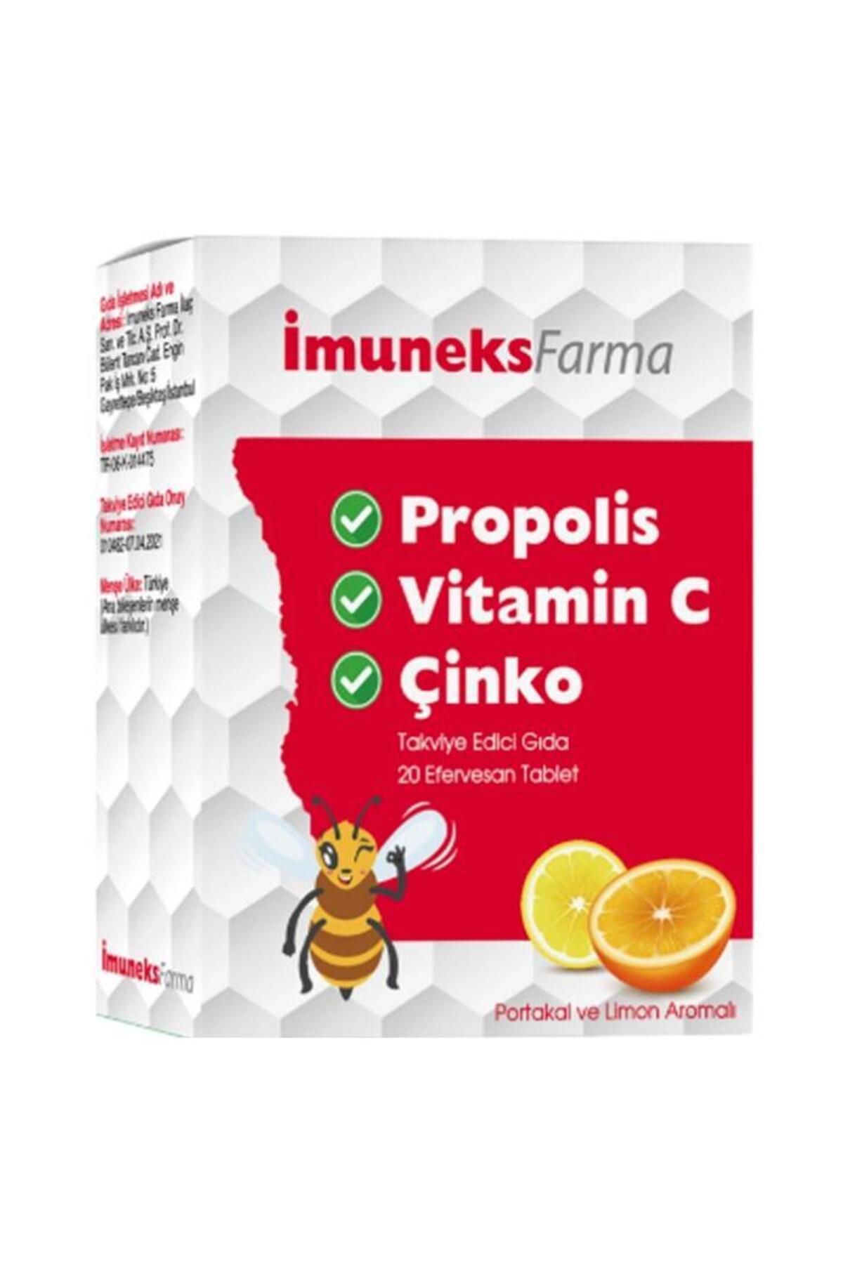 Imuneks Propolis Vitamin C Çinko Içeren 20 Efervesan Tablet