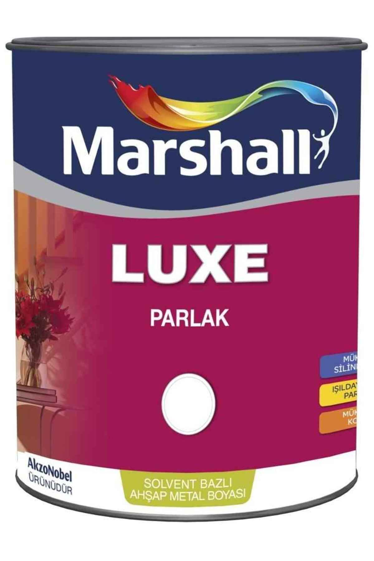 Marshall Luxe Parlak Yağlı Boya-3.75lt=5kg Beyaz-ahşap-demir-plastik Boyamada Mükemmel Sonuç Verir