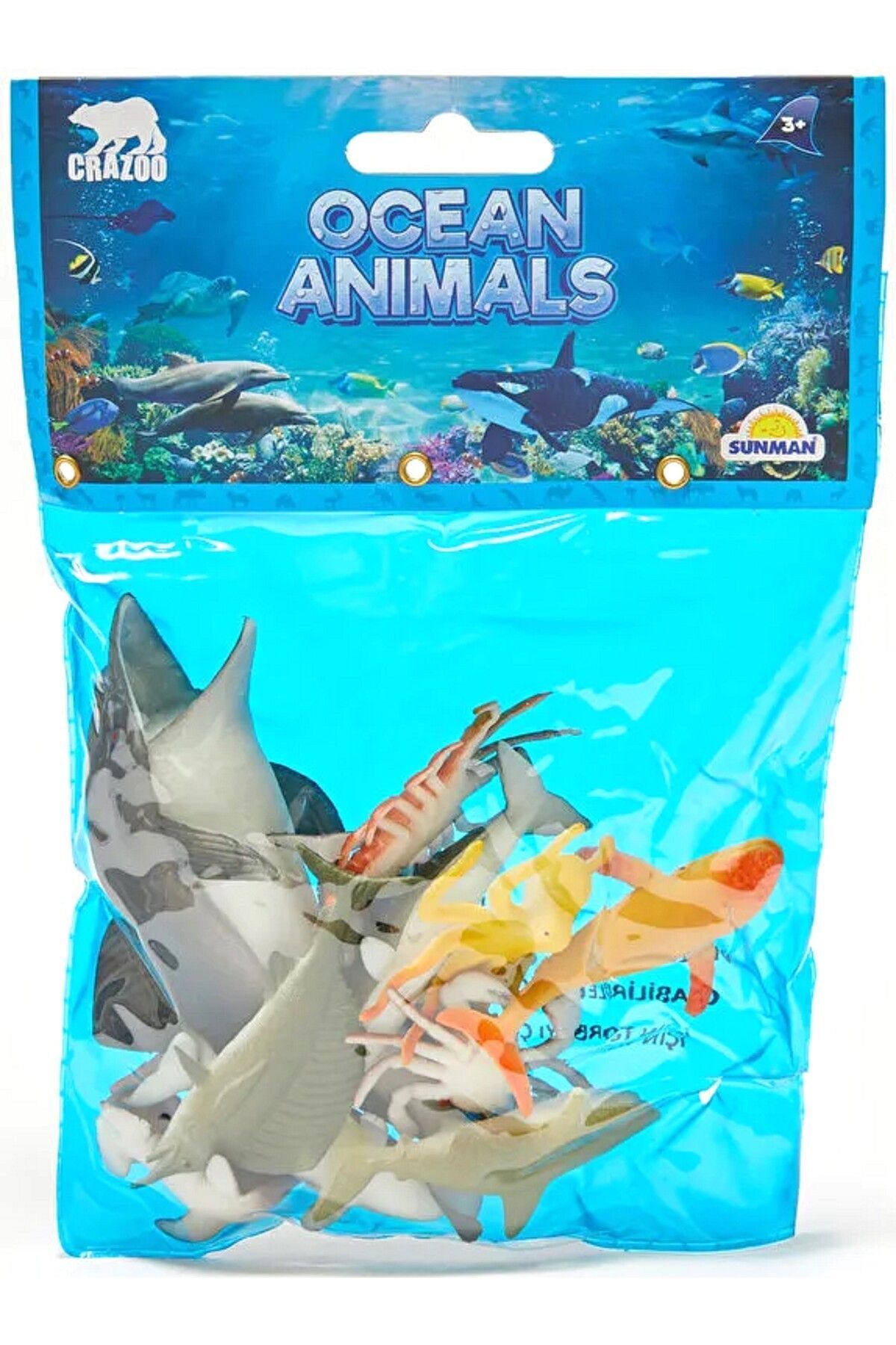 Sunman crazoo okyanus hayvanları set deniz hayvanı oyuncak hayvan seti yunus köpek balığı ahtapot balık fok