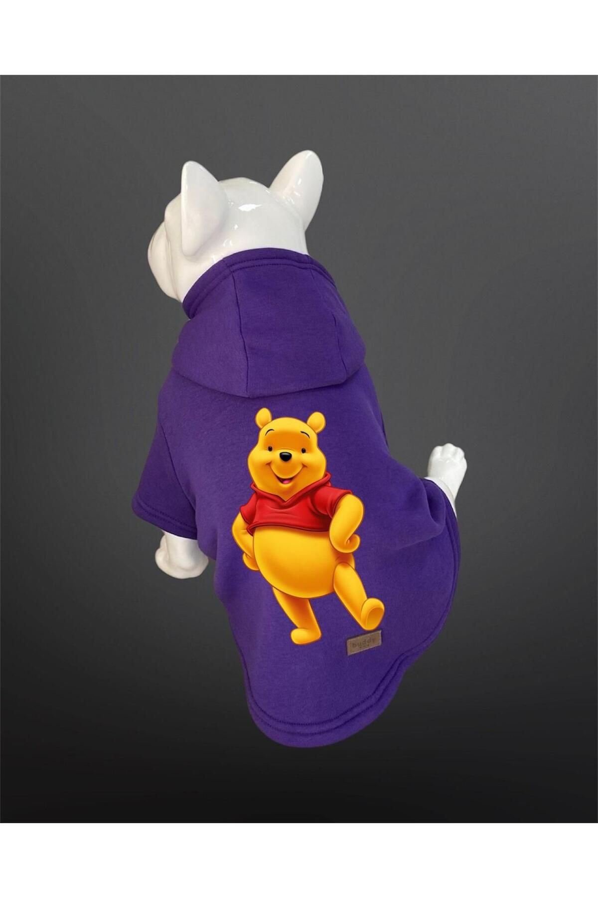 Buddy Store Kedi & Köpek Kıyafeti Sweatshirt - Winnie The Pooh Baskılı Mor Sweatshirt