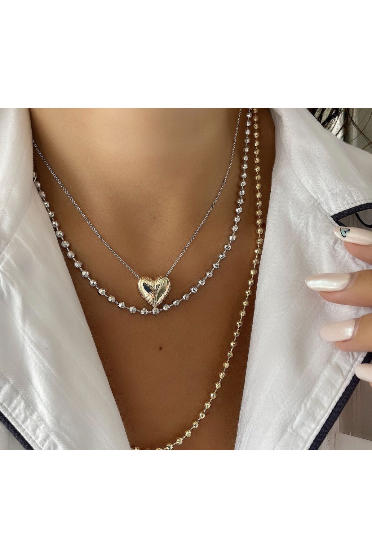 Lujo Jewelry Özel Kalp Çelik Kolye Takı Kararmaz Takı Aksesuar Çelik Kolye Çelik Takı