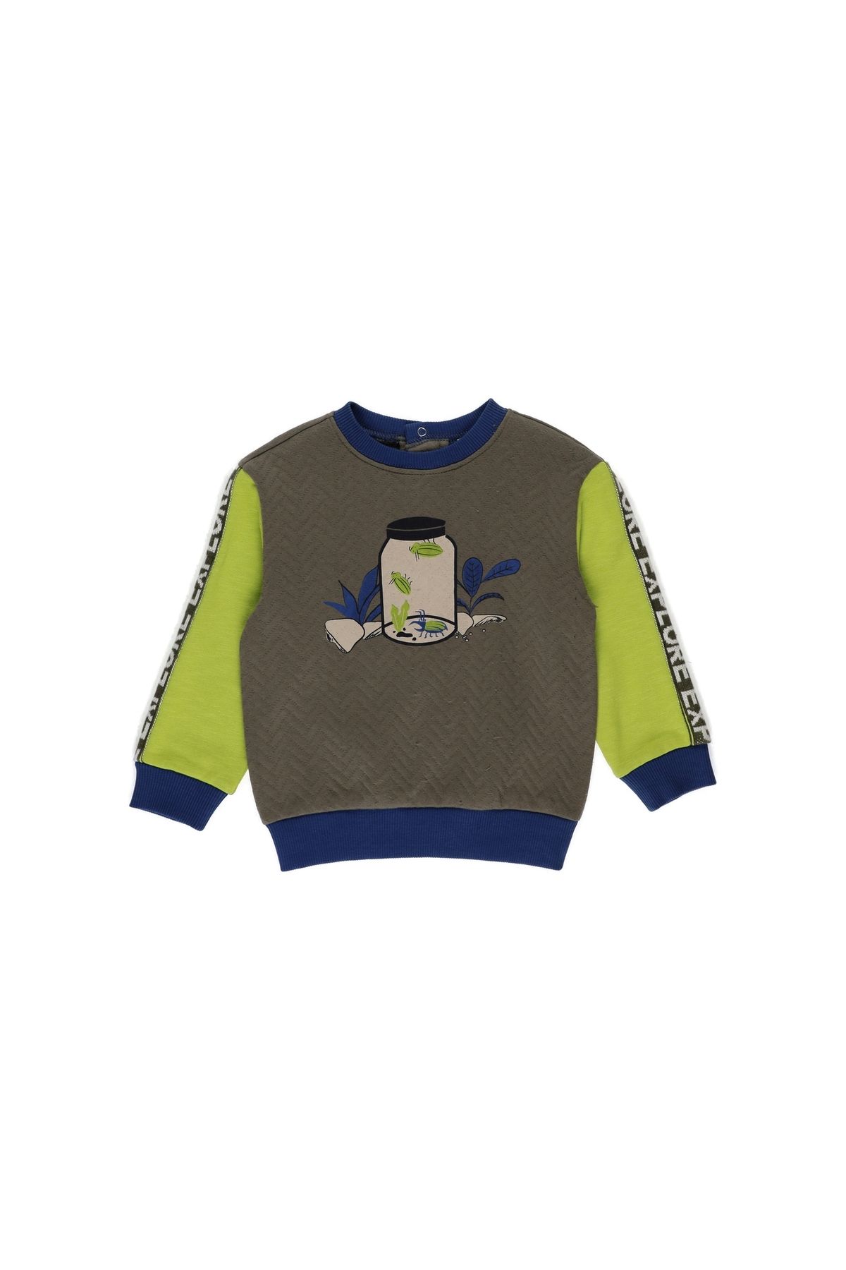 Panço Erkek Bebek Kapitone Görünümlü Şerit Detaylı Sweatshirt