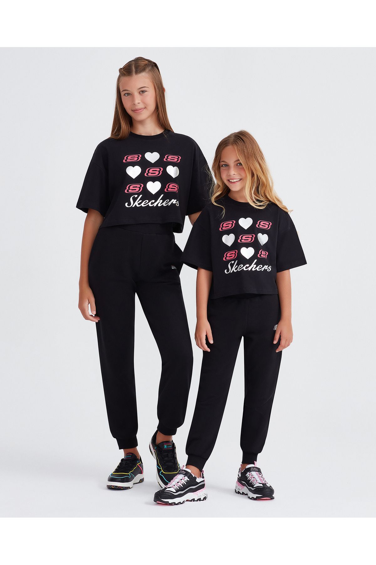 Skechers G Graphic Tee Crop T-shirt Büyük Kız Çocuk Siyah Tshirt Sk232004-001