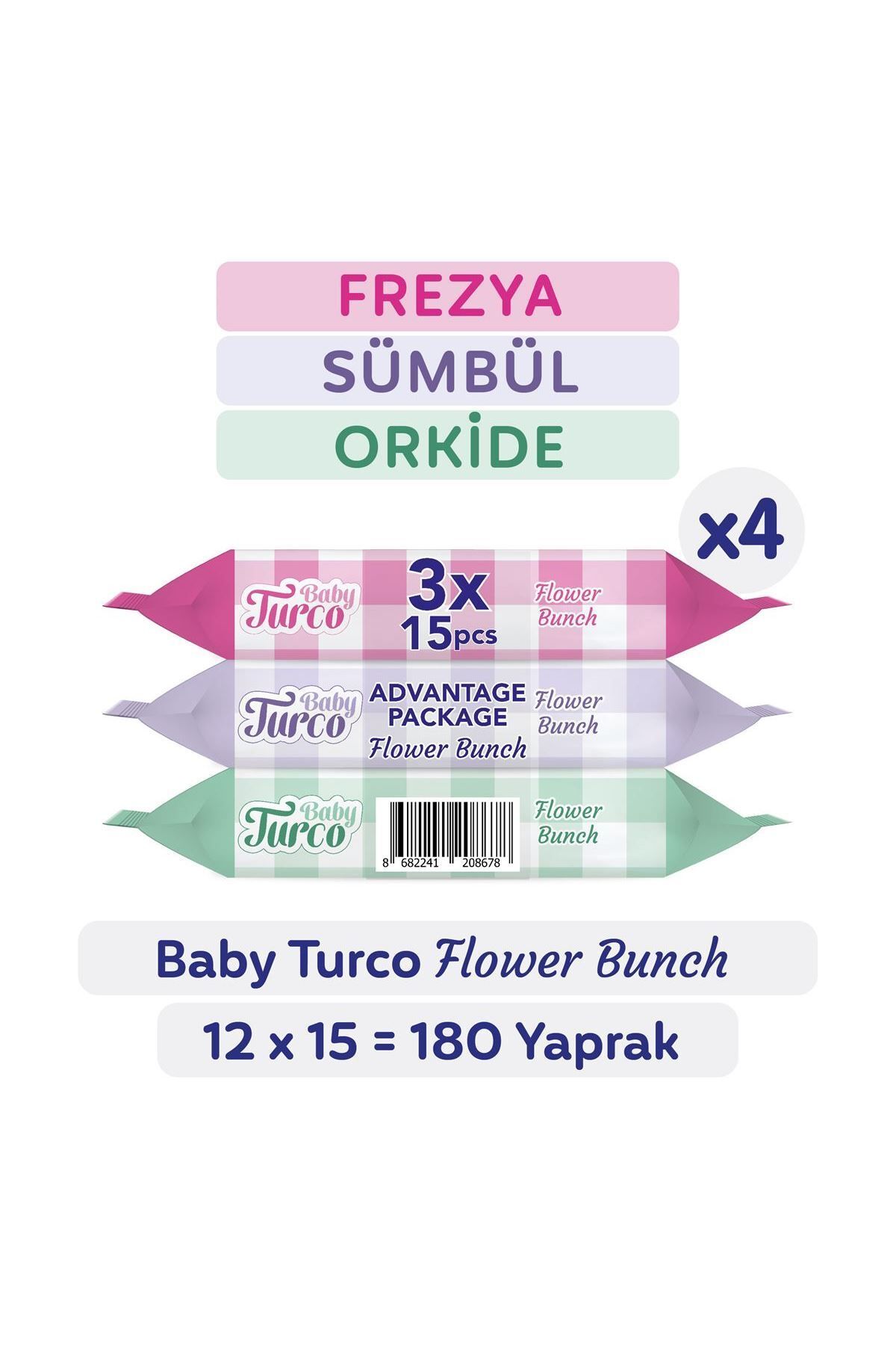 Baby Turco Flower Bunch Cep Mendili 12x15 (180 YAPRAK)