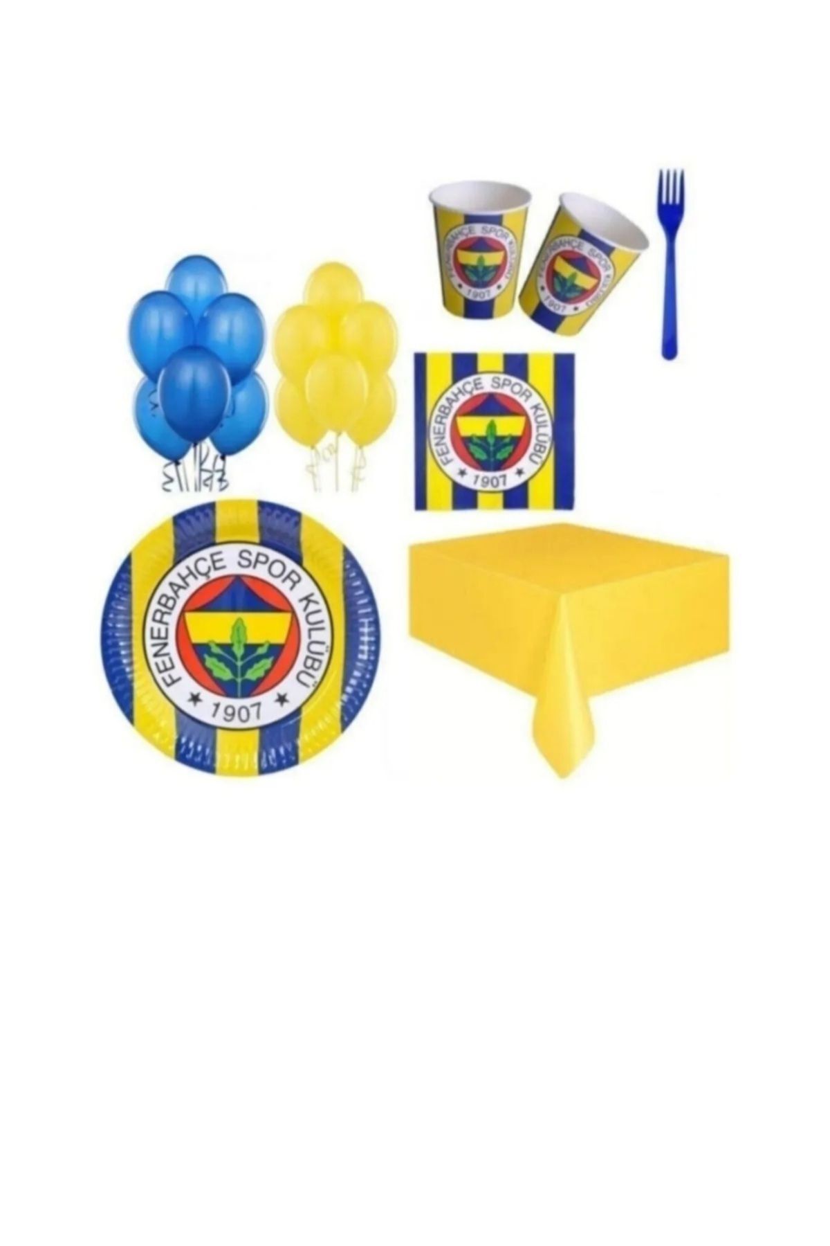 BalonEvi Fenerbahçe Lisanslı Doğum Günü Seti Fenerbahçe Baskılı Tabak Bardak