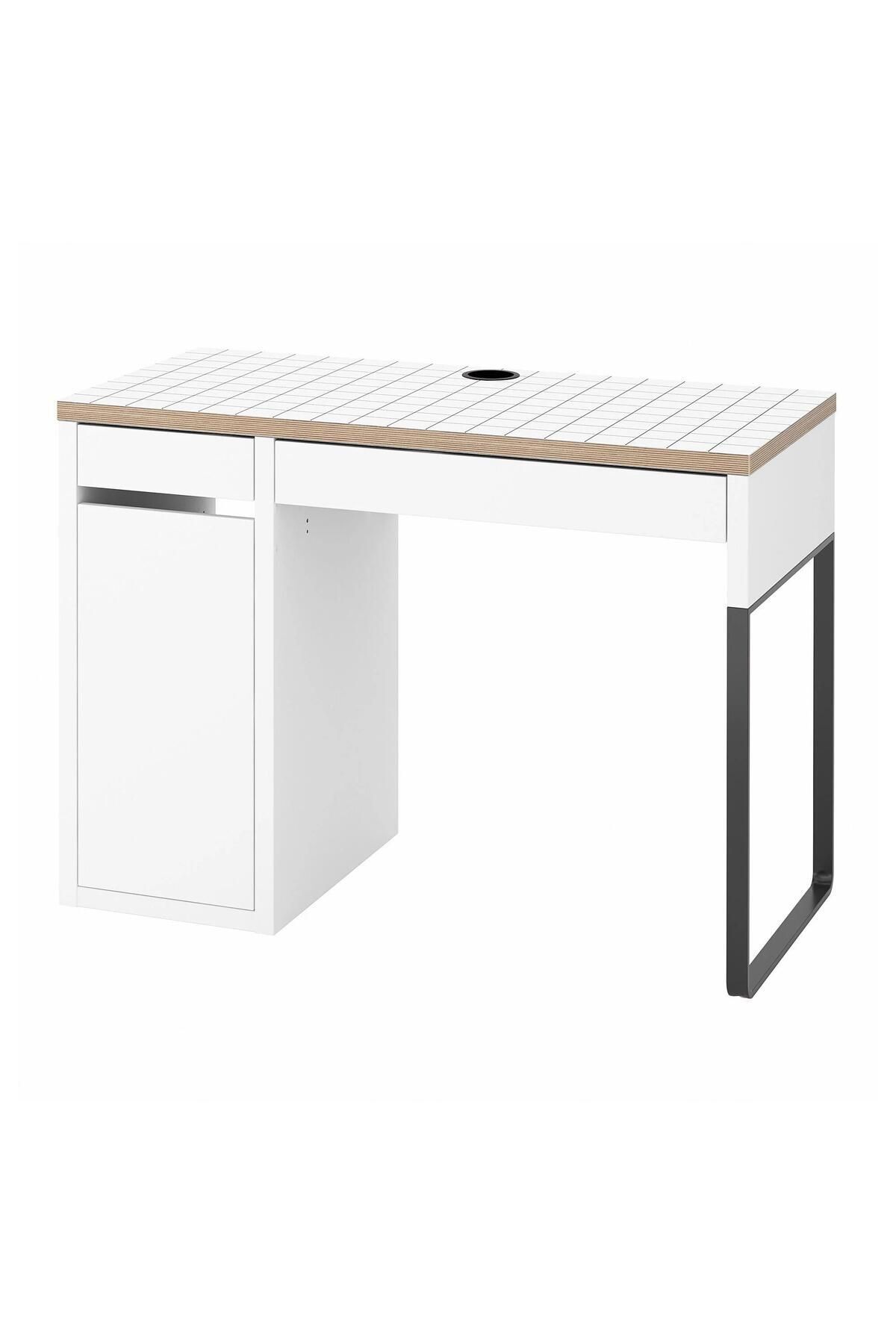 IKEA Çalışma Masası Mıcke MeridyenDukkan Beyaz-Antrasit Renk 105x50 cm Ev-Ofis Çalışma Ünitesi