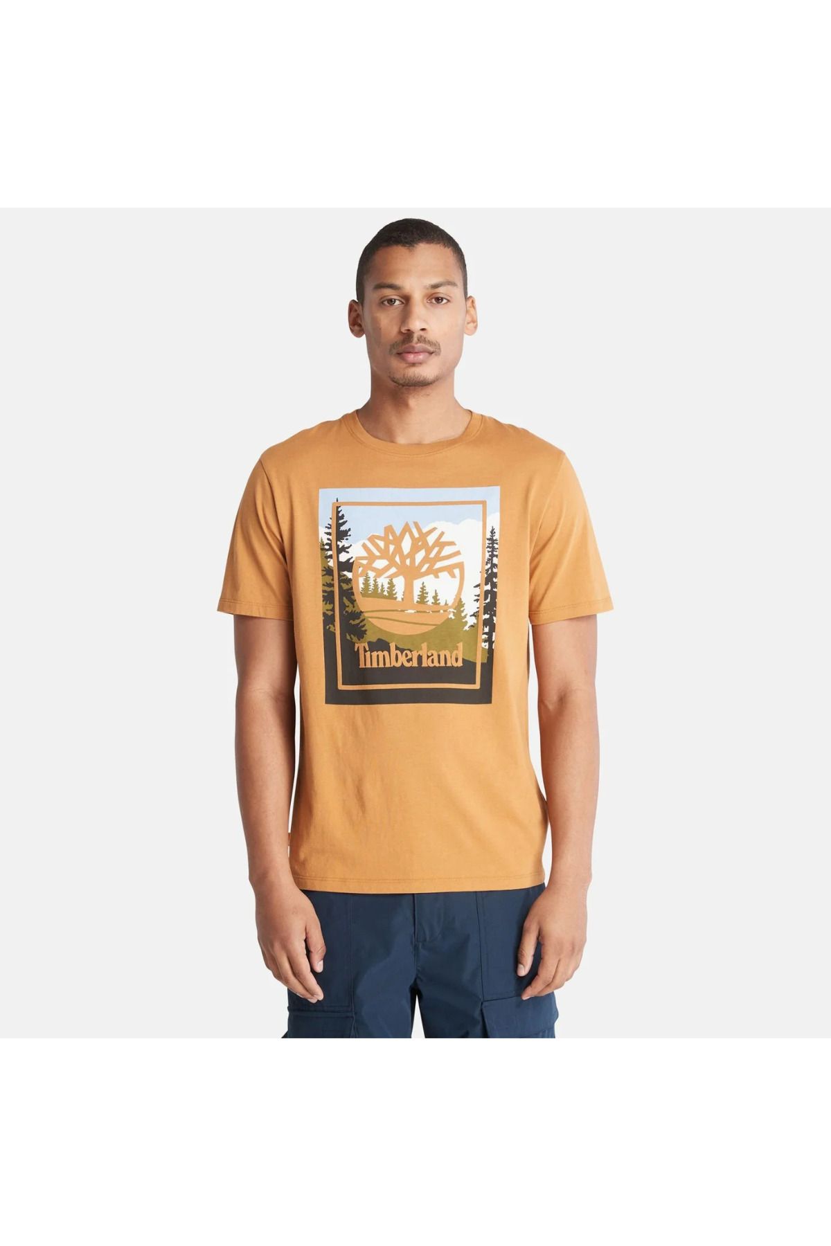 Timberland Outdoor Inspired Graphic Erkek Sarı Yuvarlak Yaka Tişört