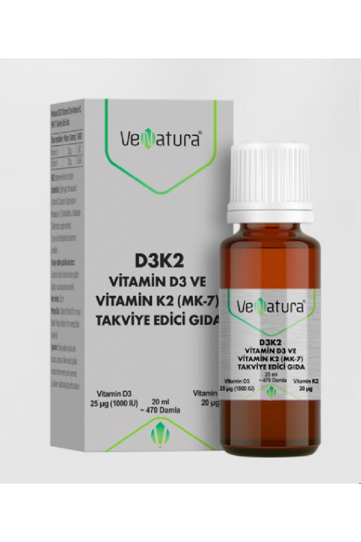 Venatura Vitamin D3 Ve Menaquinon 7 Takviye Edici Gıda 20 ml