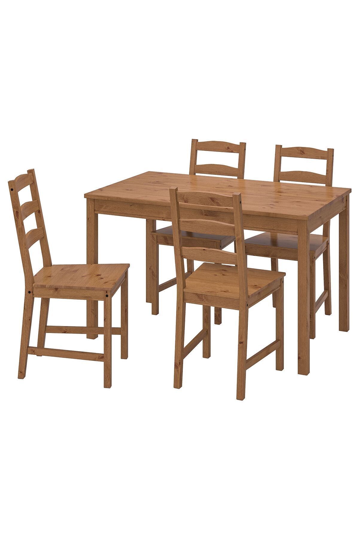 IKEA İKEA JOKKMOKK mutfak masası takımı, antika vernik, 4 sandalyeli, İKEA yemek masası