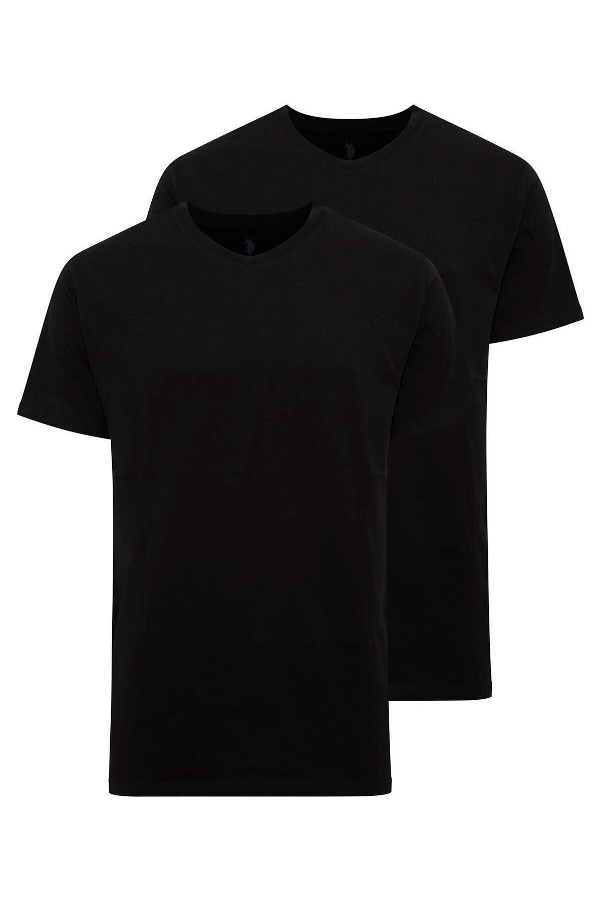 U.S. Polo Assn. - Erkek Battal Siyah 2 Li Yuvarlak Yaka T-shirt 90002