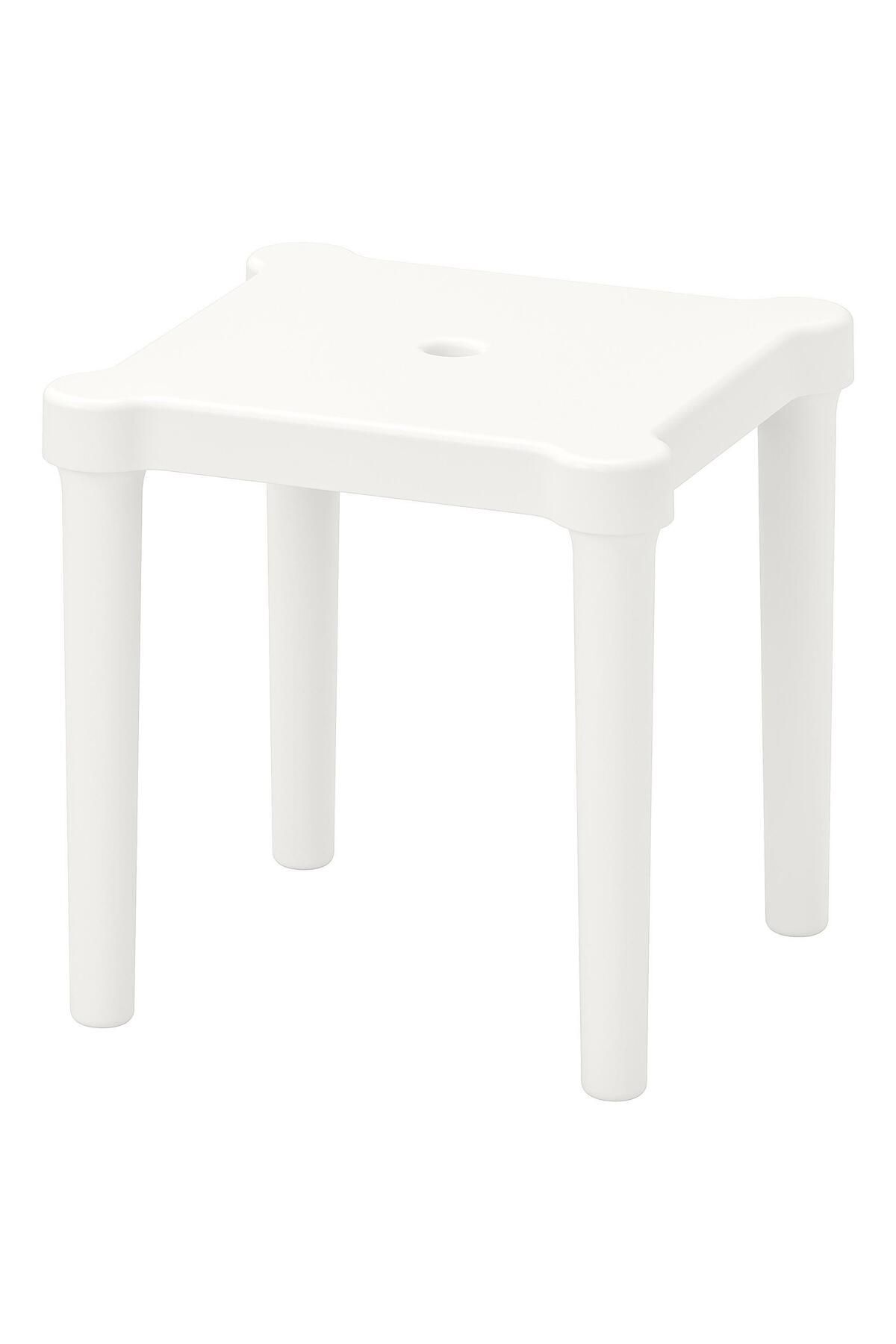 IKEA Çocuk Taburesi, Beyaz Renk MeridyenDukkan 28x27 cm Polipropilen Plastik Kare Tabure