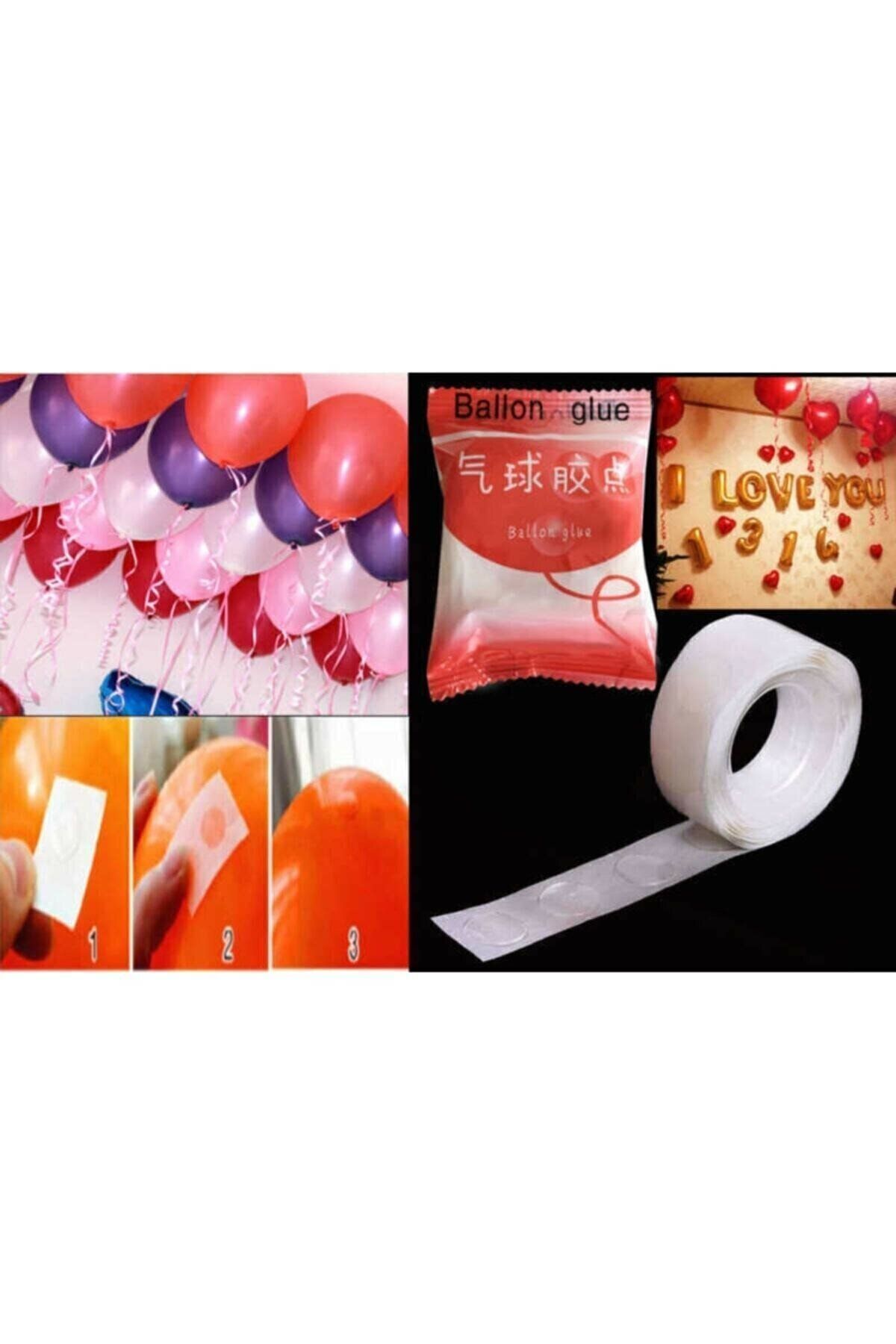 HKNYS Balon Yapıştırma Bandı Çift Taraflı 100 Adet-balon Tavana Yapıstırma-duvara Yapısırma