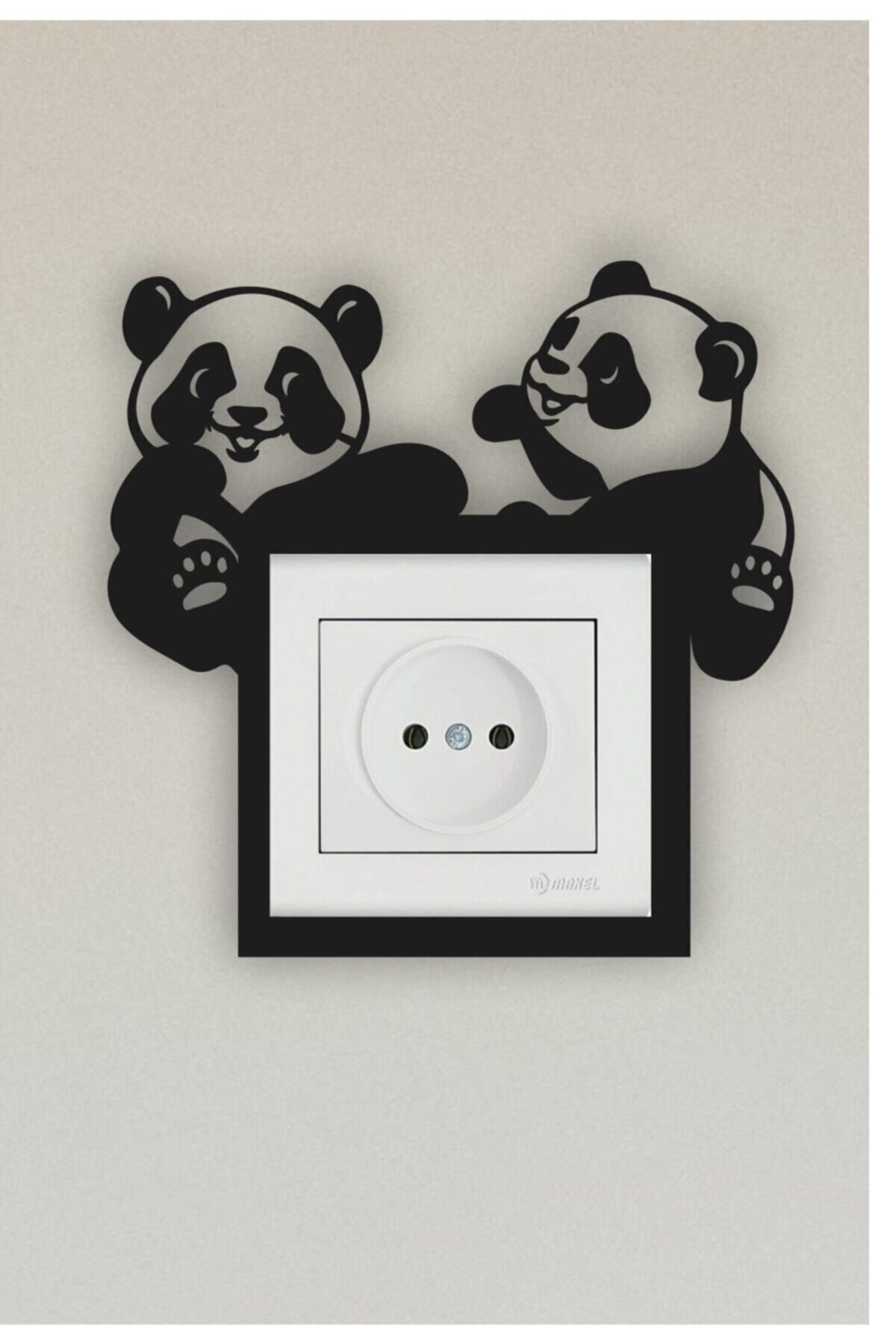 Dekotadan Panda Çocuk Odası Ahşap Priz-anahtar Çerçevesi